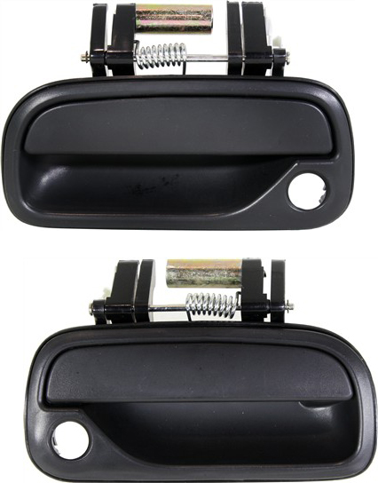 AM TUNDRA 00-06 FRONT DOOR HANDLE RH and LH Outside Textured Black Standard Extended Cab Pickup SKU SET REPT462141 Partslink TO1311124 TO1310124 OEM 6921034030-6922034030