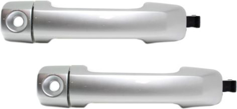 AM FJ CRUISER 07-14 FRONT EXTERIOR DOOR HANDLE LH Set of 2 Painted Silver w Cover w Keyhole SKU SET REPT462511-2 Partslink FDH010309 OEM 6921035160