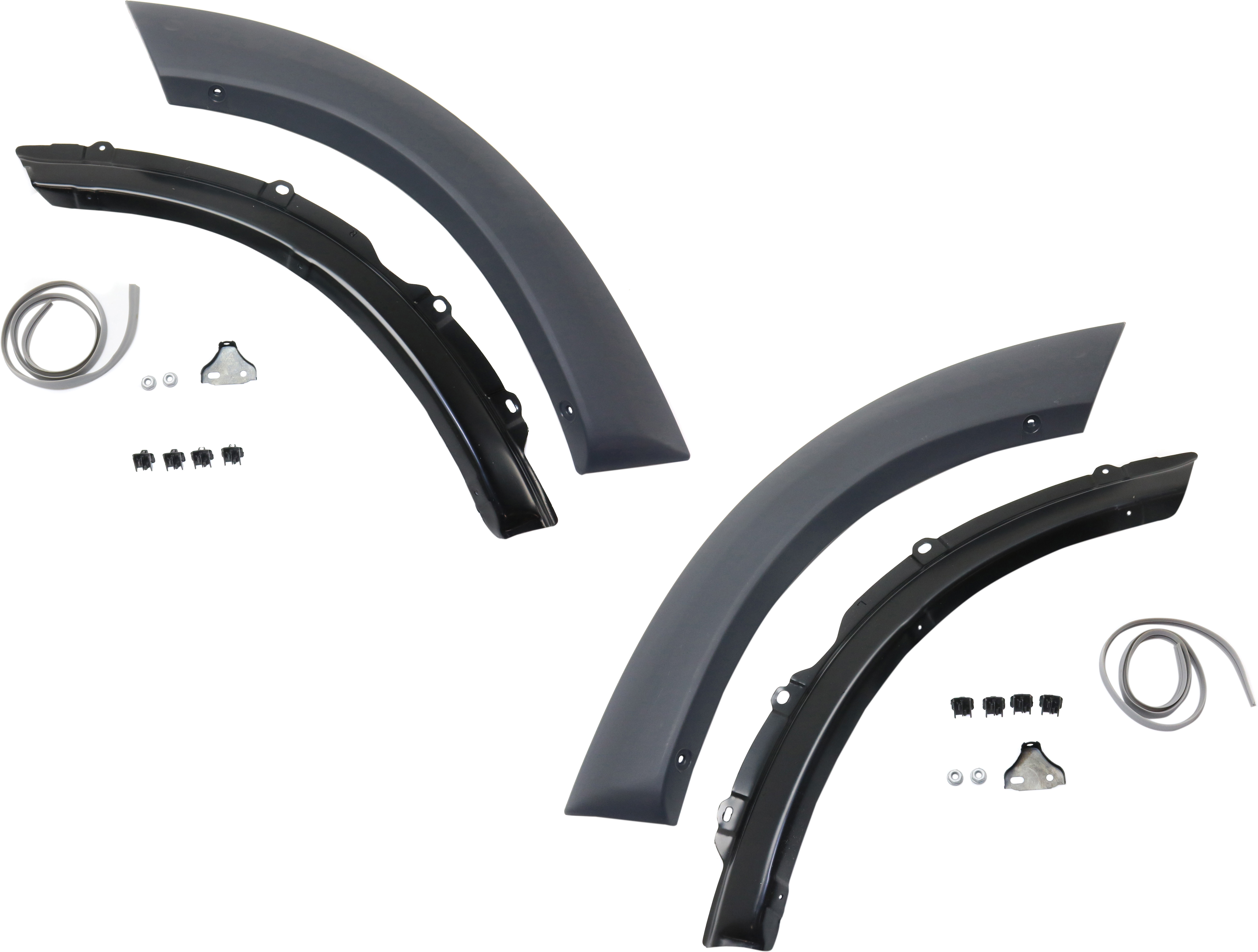 AM RAV4-01-05 REAR WHEEL OPENING MOLDING RH AND LH Front Section Black Paint to Match SKU SET REPT553903 Partslink TO1508101 TO1509101 OEM 6168142040C0-6168242040C0