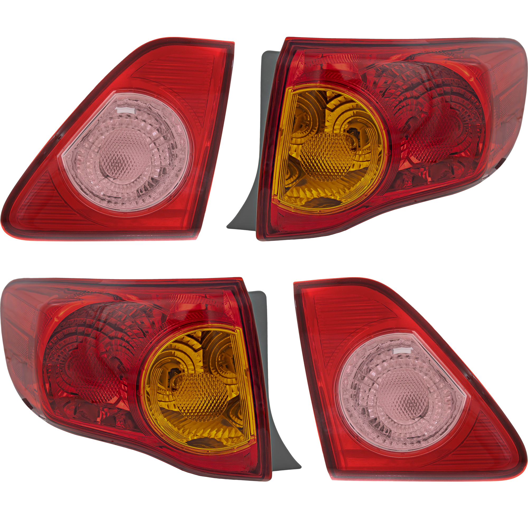 AM COROLLA 09-10 TAIL LAMP RH AND LH Inner and Outer Assembly Halogen North America Built Vehicle SKU SET REPT730103-4 Partslink TO2800175 TO2801175 TO2802105 TO2803105 OEM 8155002460-8156002460-81580021