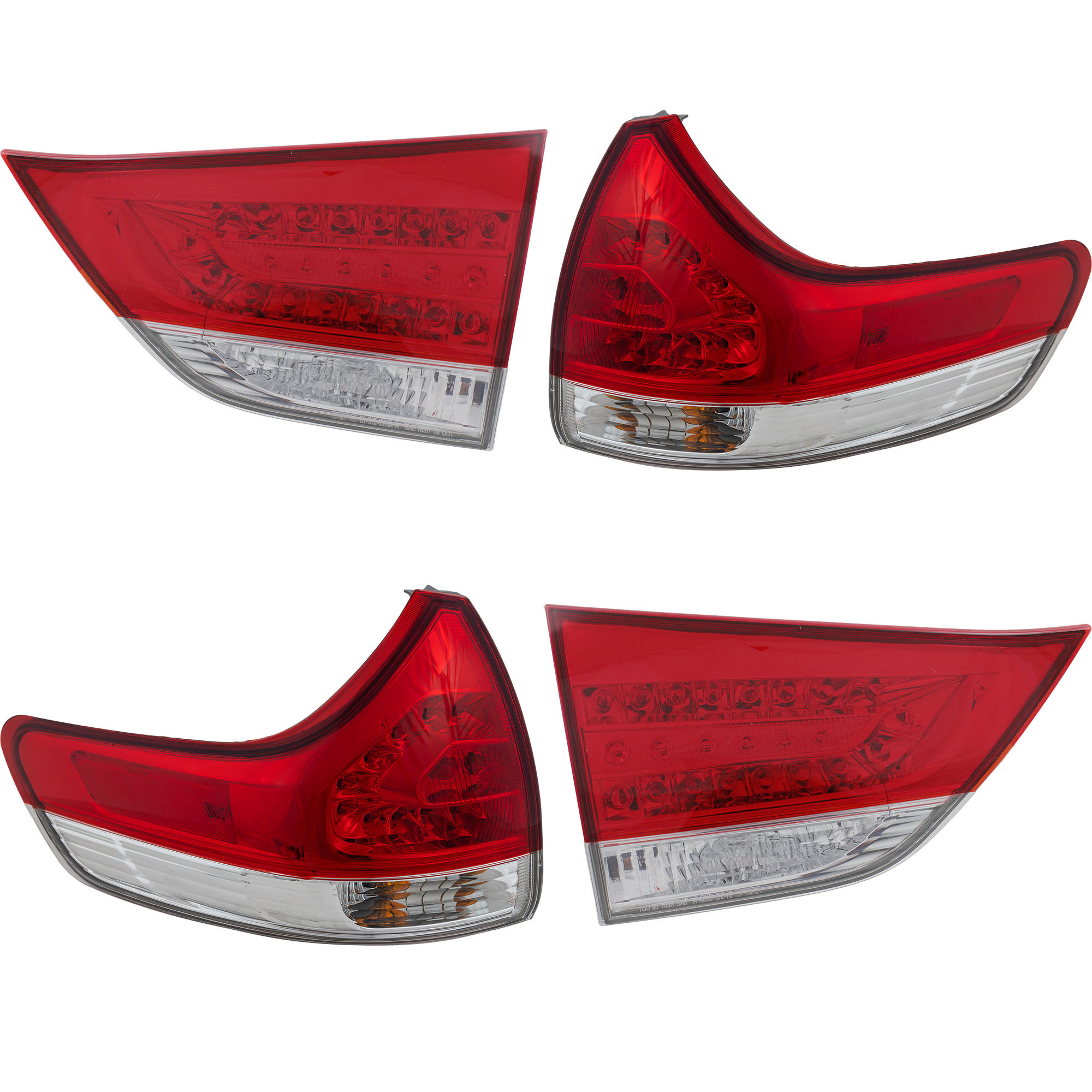 AM SIENNA 12-14 TAIL LAMP RH AND LH Inner and Outer Assembly Halogen Set of 4 SKU SET REPT730319-4 Partslink TO2802125 TO2803125 TO2804107 TO2805107 OEM 8155008030-8156008030-81580080