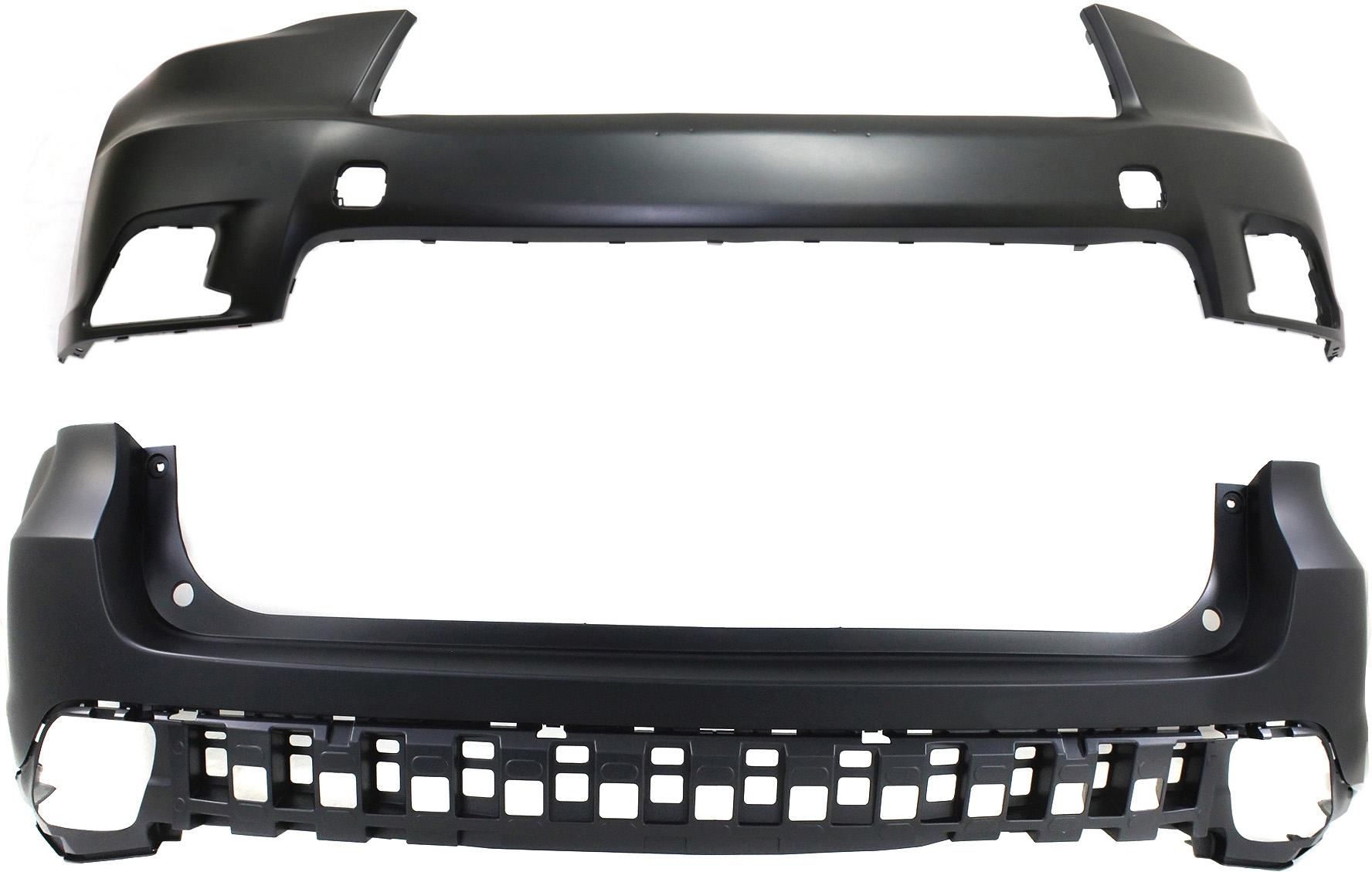AM HIGHLANDER 14-16 FRONT AND REAR BUMPER COVER Set of 2 Upper Primed CAPA SKU SET REPT760156PQ 2 Partslink TO1014102C TO1114100C OEM 521190E925-521590E911