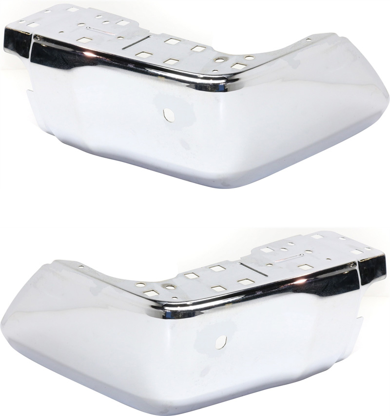 AM TUNDRA 14-21 REAR BUMPER END RH AND LH Extension Chrome Steel Bumper w Park Assist Sensor Holes SKU SET REPT761129 Partslink TO1105124 TO1104124 OEM 521510C110-521520C040