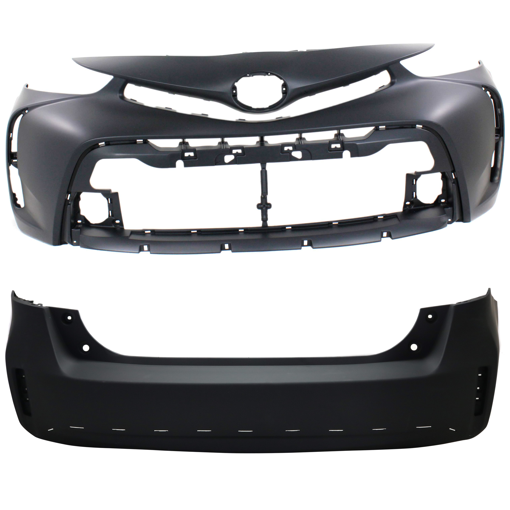AM PRIUS V 15-17 FRONT AND REAR BUMPER COVER Primed w Lower Molding SKU SET REPTY010304P A