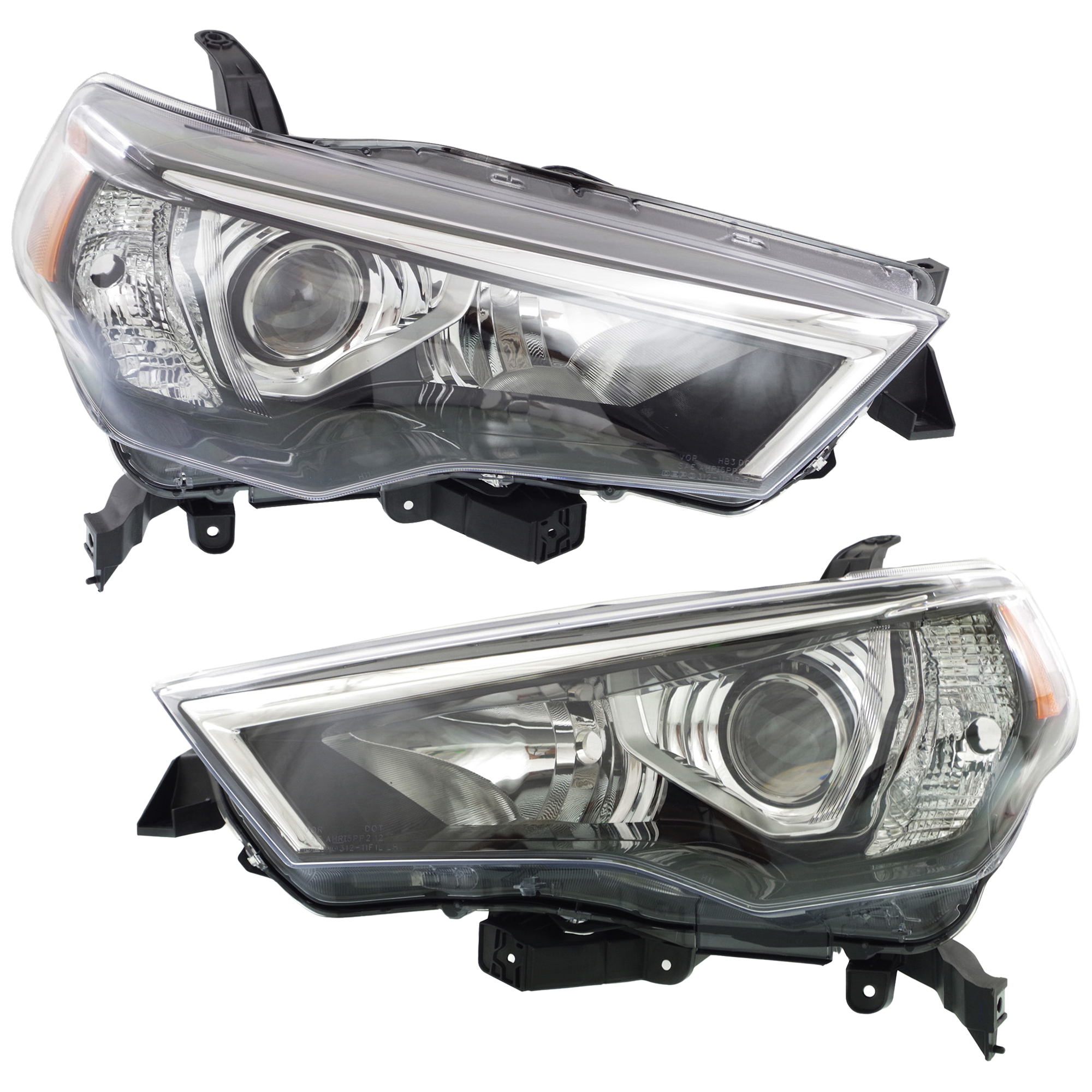 AM 4RUNNER 14-20 HEAD LAMP RH AND LH Set of 2 Lens and Housing Halogen Black Interior SKU SET REPTY100115 Partslink TO2518150 TO2519150 OEM 8113035541-8117035571