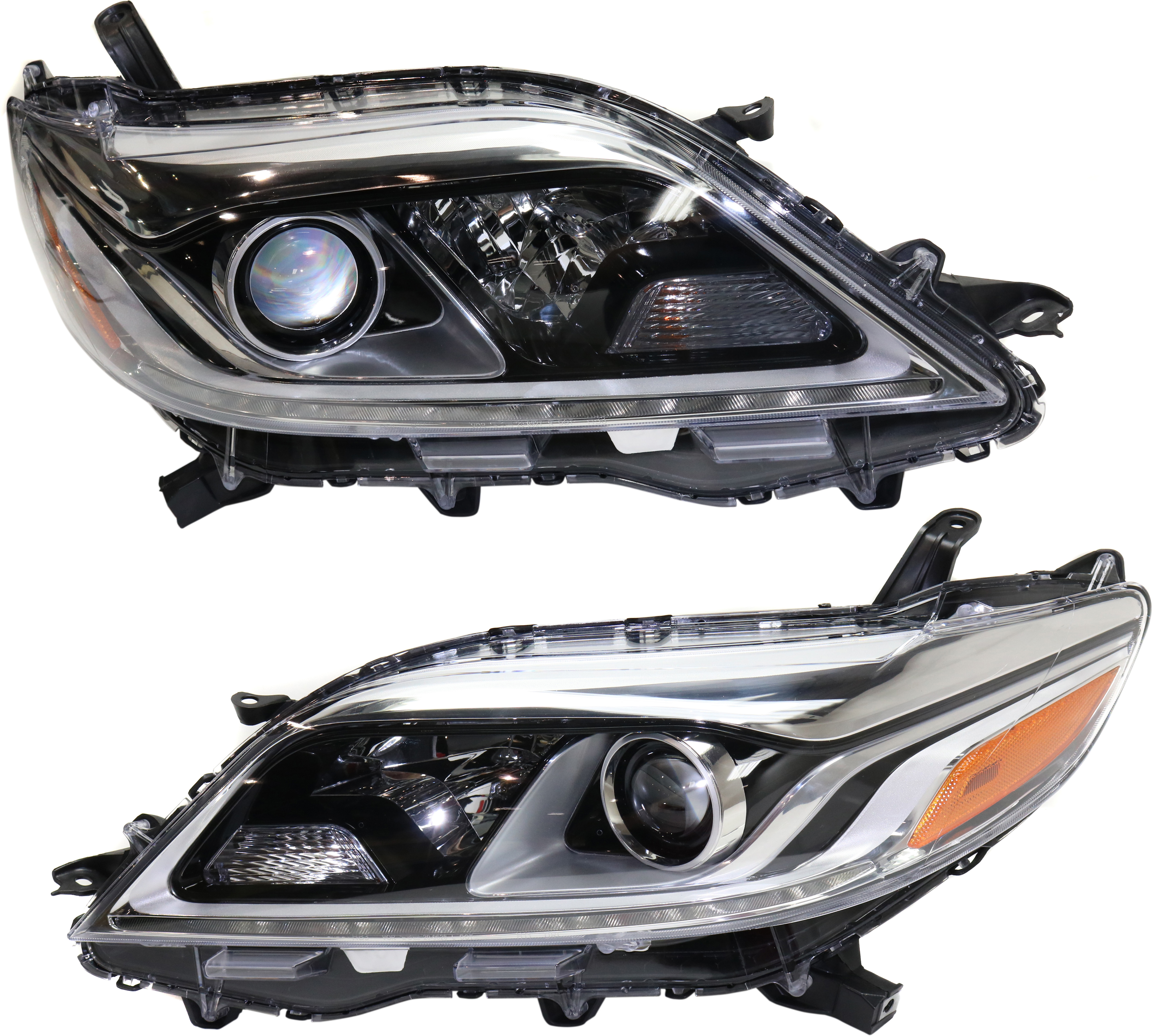 AM SIENNA 15-20 HEAD LAMP RH AND LH Assembly Halogen w LED Daytime Running Light Exc. SE Model CAPA SKU SET REPTY100133Q Partslink TO2502230C TO2503230C OEM 8111008061-8115008061
