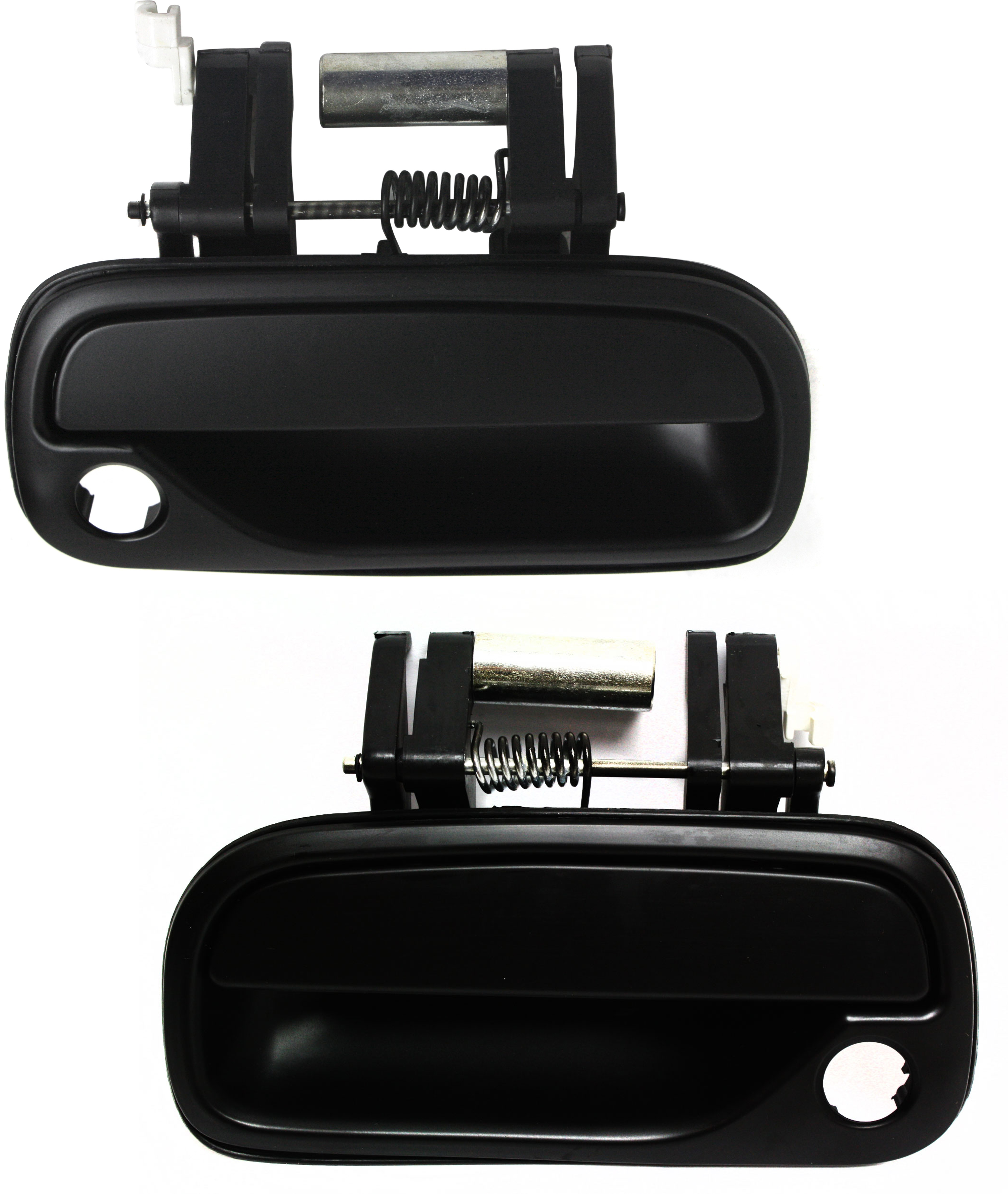 AM TUNDRA 00-06 FRONT DOOR HANDLE RH and LH Outside Smooth Black Standard Extended Cab Pickup SKU SET REPTY462101 Partslink TO1311125 TO1310125 OEM 6921034040C1-6922034040C1
