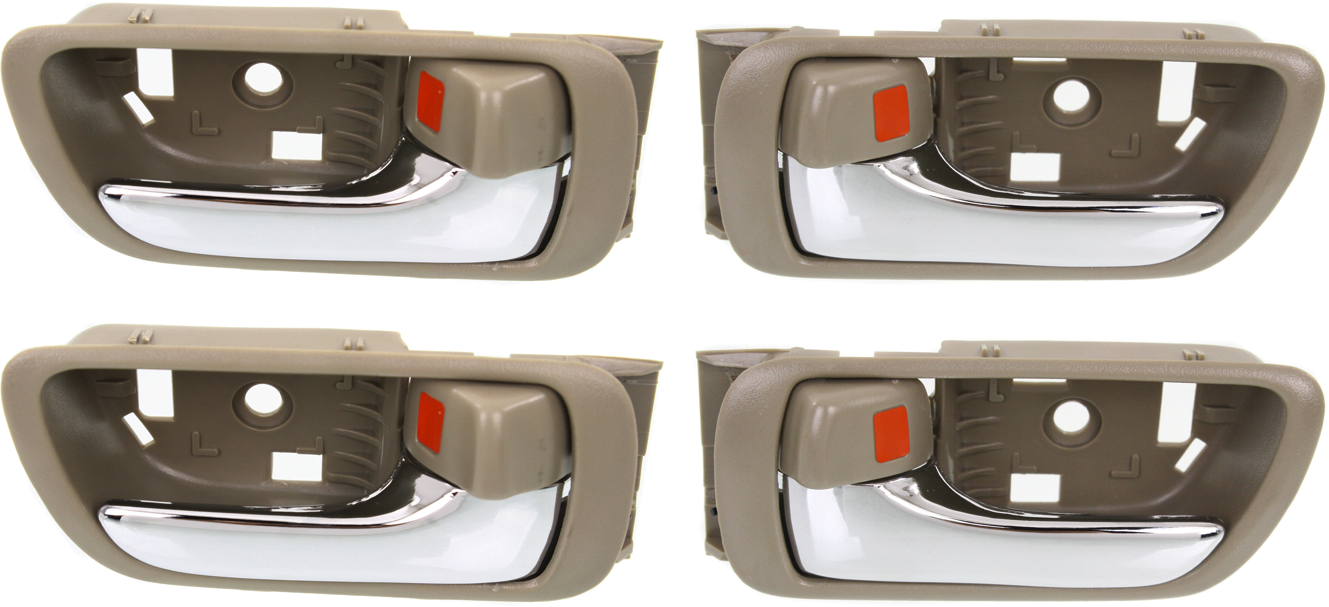 AM CAMRY 02-06 INTERIOR DOOR HANDLE Set of 4 Front and Rear RH and LH Chrome+Beige Plastic Japan USA Built SKU SET REPTYA462183-4 OEM 69205YC03005-69206YC03005