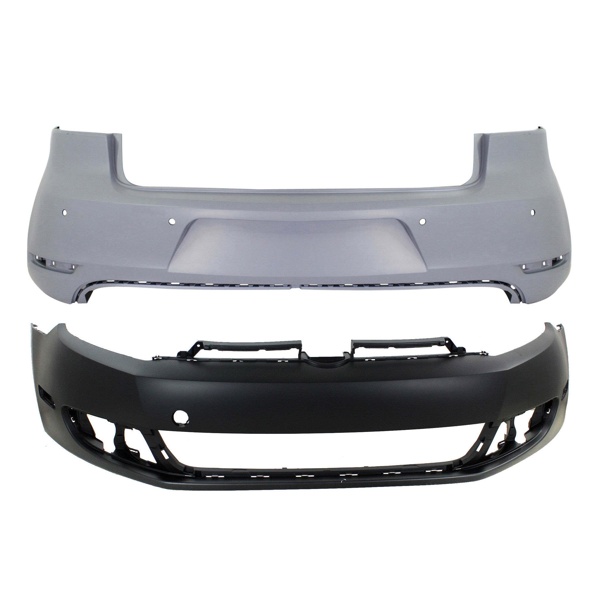 AM GOLF GTI 10-14 FRONT AND REAR BUMPER COVER Primed Set of 2 SKU SET REPV010345P 2 Partslink VW1000187 VW1100184 OEM 5K0807217CGGRU 5K6807417HGRU