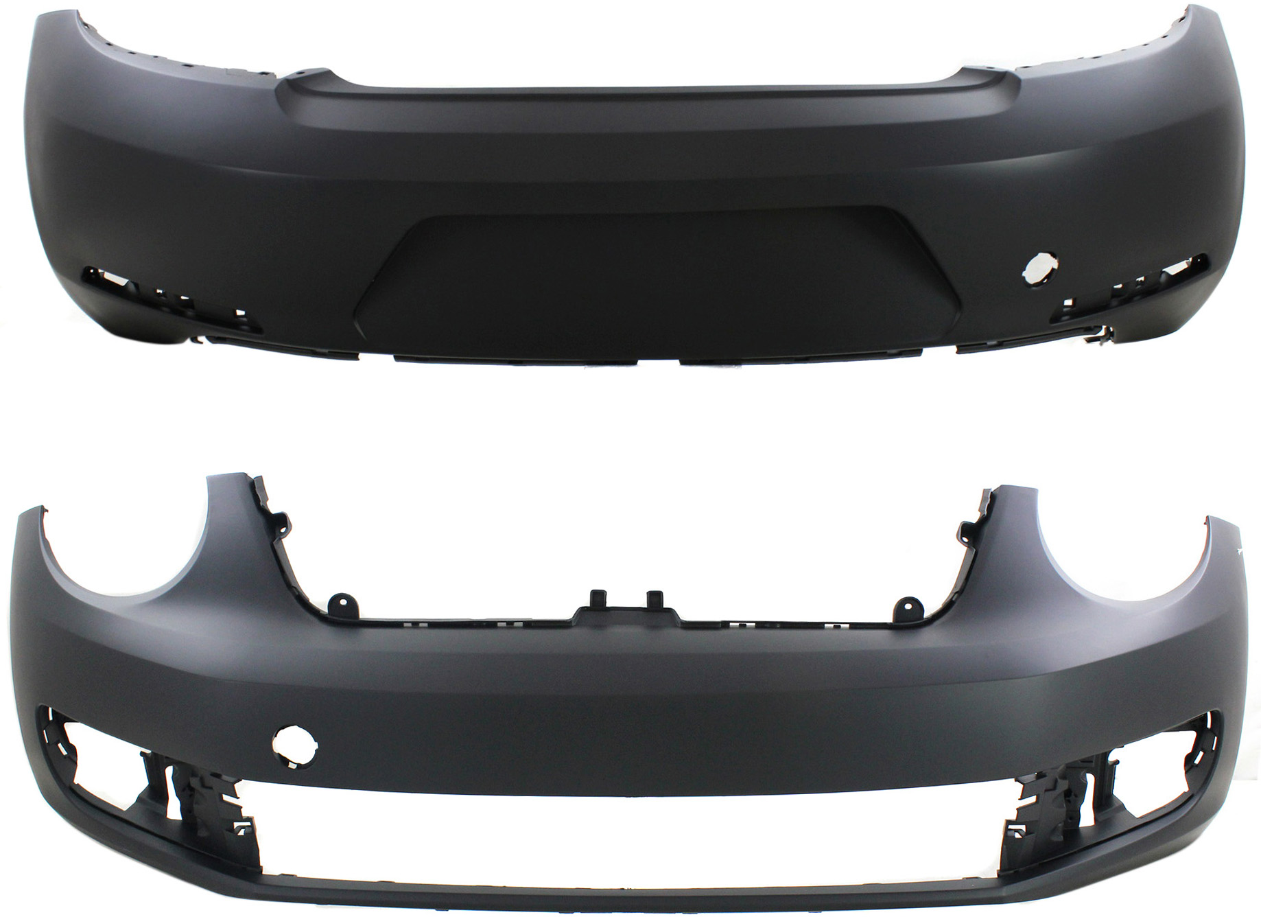 AM BEETLE 12-16 FRONT AND REAR BUMPER COVER Primed Exc. R Line Model Convertible Hatchback SKU SET REPV010347P 2 Partslink VW1000198 VW1100190 OEM 5C5807217AKGRU 5C5807417ADGRU