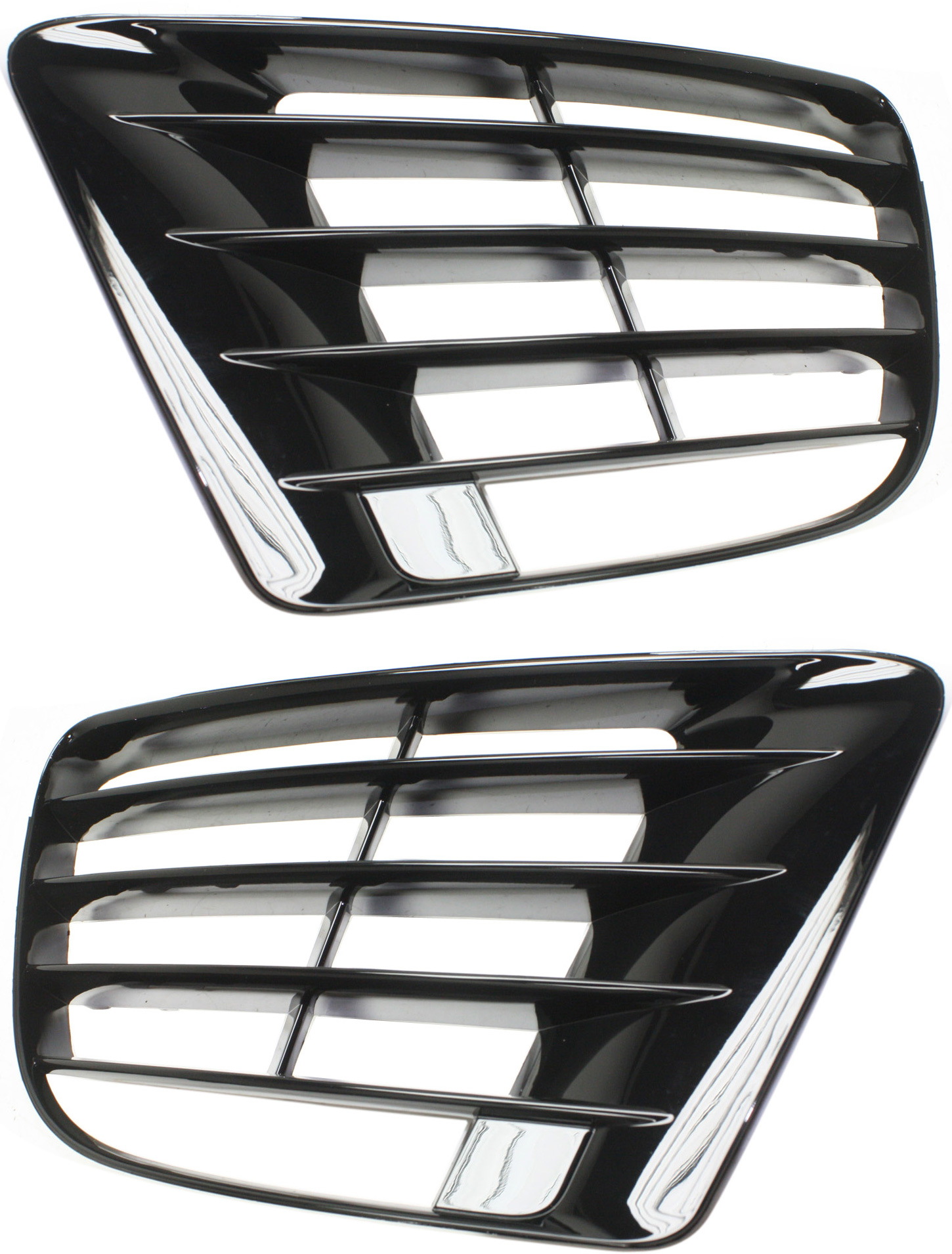 AM GOLF 12-13 FRONT BUMPER GRILLE RH AND LH Outer Black Plastic R Model Hatchback SKU SET REPV015519 Partslink VW1039131 VW1038131 OEM 5K0853666E041-5K0853665E041