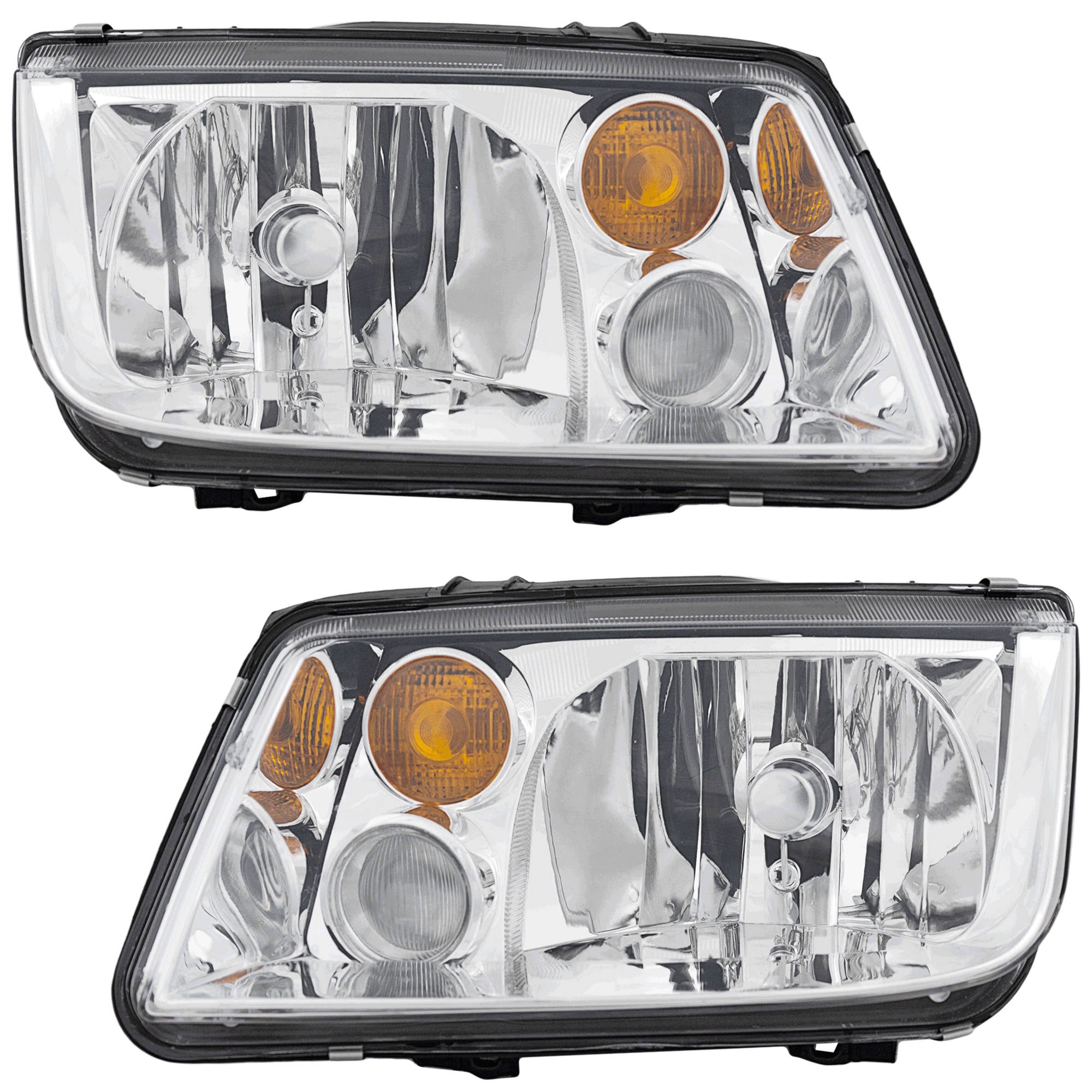 AM JETTA 02-05 HEAD LAMP RH AND LH Lens and Housing Halogen w Fog Lights From VIN 2108642 Exc. GLI Model CAPA SKU SET REPV100103Q Partslink VW2502124C VW2503124C OEM 1J5941017BH 1J5941018BH