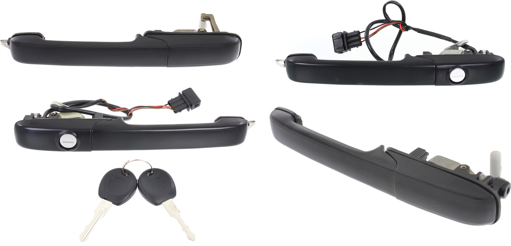 AM PASSAT 90-93 FRONT AND REAR DOOR HANDLE RH and LH Set of 4 Outside Textured Black Plastic+Metal SKU SET REPV462143-4 OEM 3A0837207C 3A0837208C 3A083920