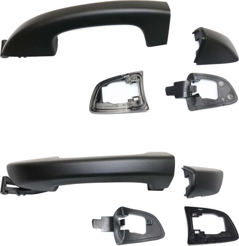 AM GOLF GTI 10-14 FRONT EXTERIOR DOOR HANDLE RH AND LH Primed Black Handle Cover Small Plastic w o Keyhole SKU SET REPV462153K OEM 1K8837880GRU 1K8837206FGRU 1K8