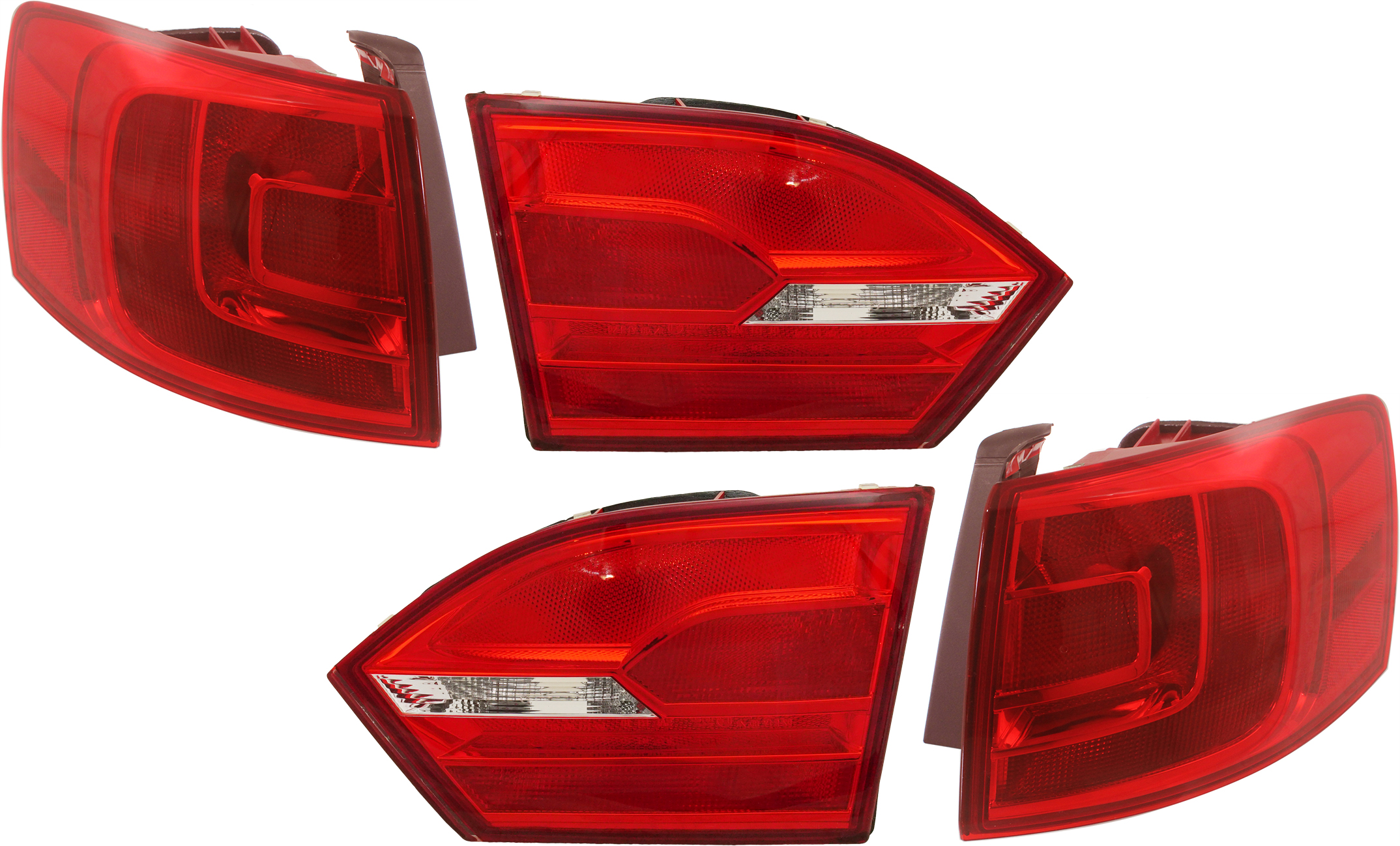 AM JETTA 11-18 TAIL LAMP RH AND LH Inner and Outer Assembly Halogen Hybrid 13-14 Sedan w o Rear Fog Lights SKU SET REPV730305-4 Partslink VW2805107 VW2804107 VW2803103 VW2802103 OEM 5C6945096D 5C6945095D 5C694509