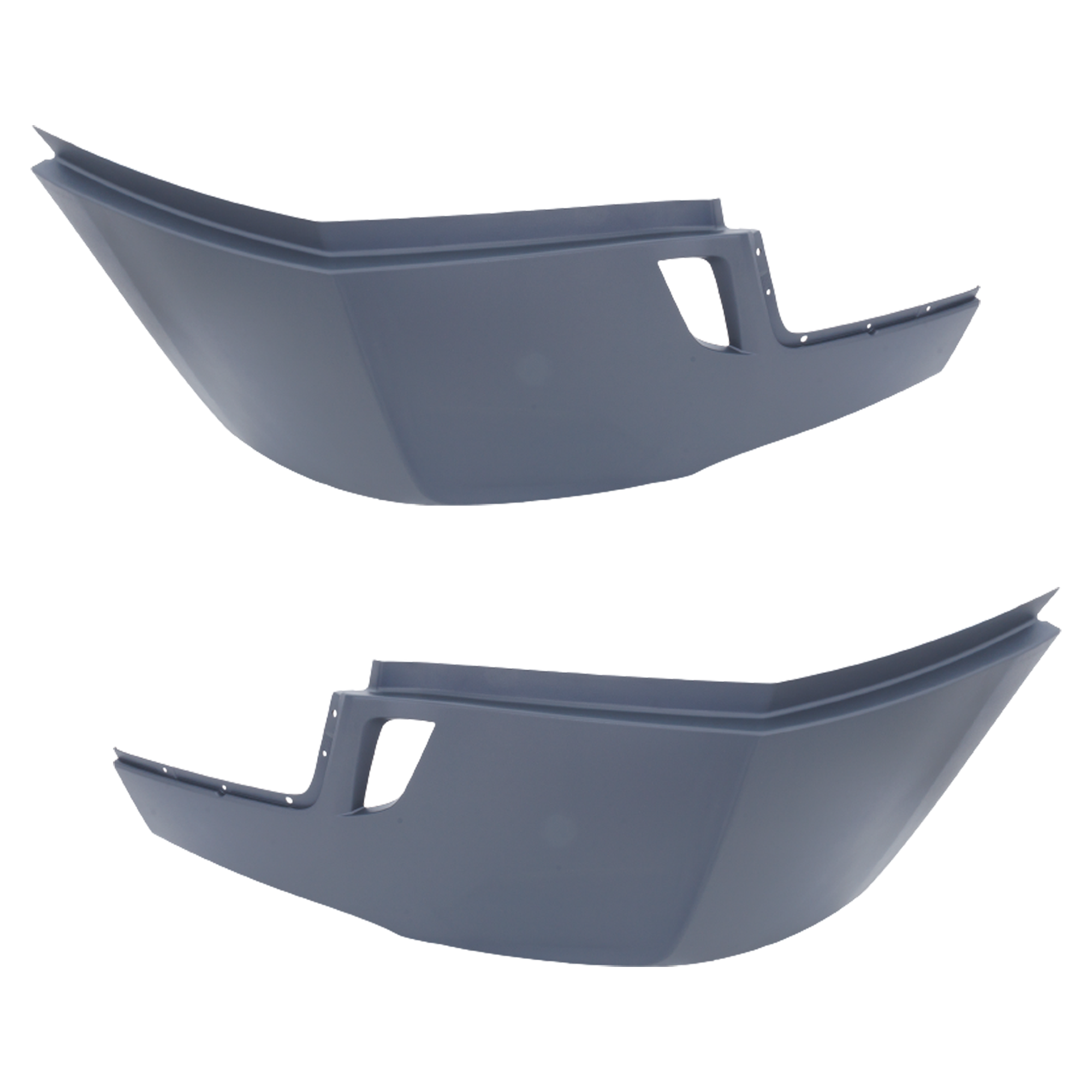 AM FREIGHTLINER CASCADIA 18-22 FRONT BUMPER END RH AND LH Gray w o Fog Light Holes w Deflector Holes SKU SET RF01110035 HD OEM 2128980008-2128980009