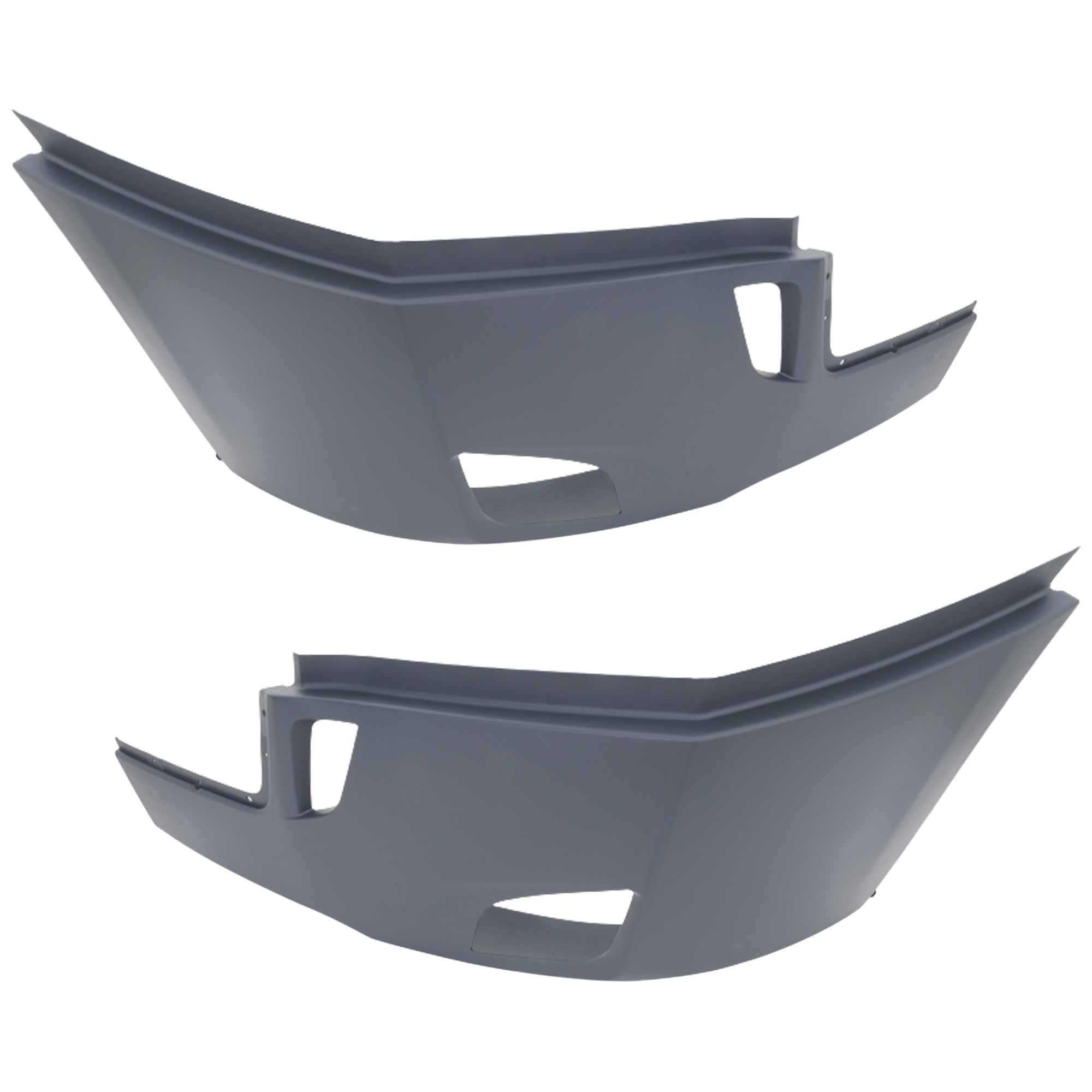 AM FREIGHTLINER CASCADIA 18-22 FRONT BUMPER END RH AND LH Gray w Fog Light Holes w Deflector Holes SKU SET RF01110037 HD OEM 2128980012-2128980013