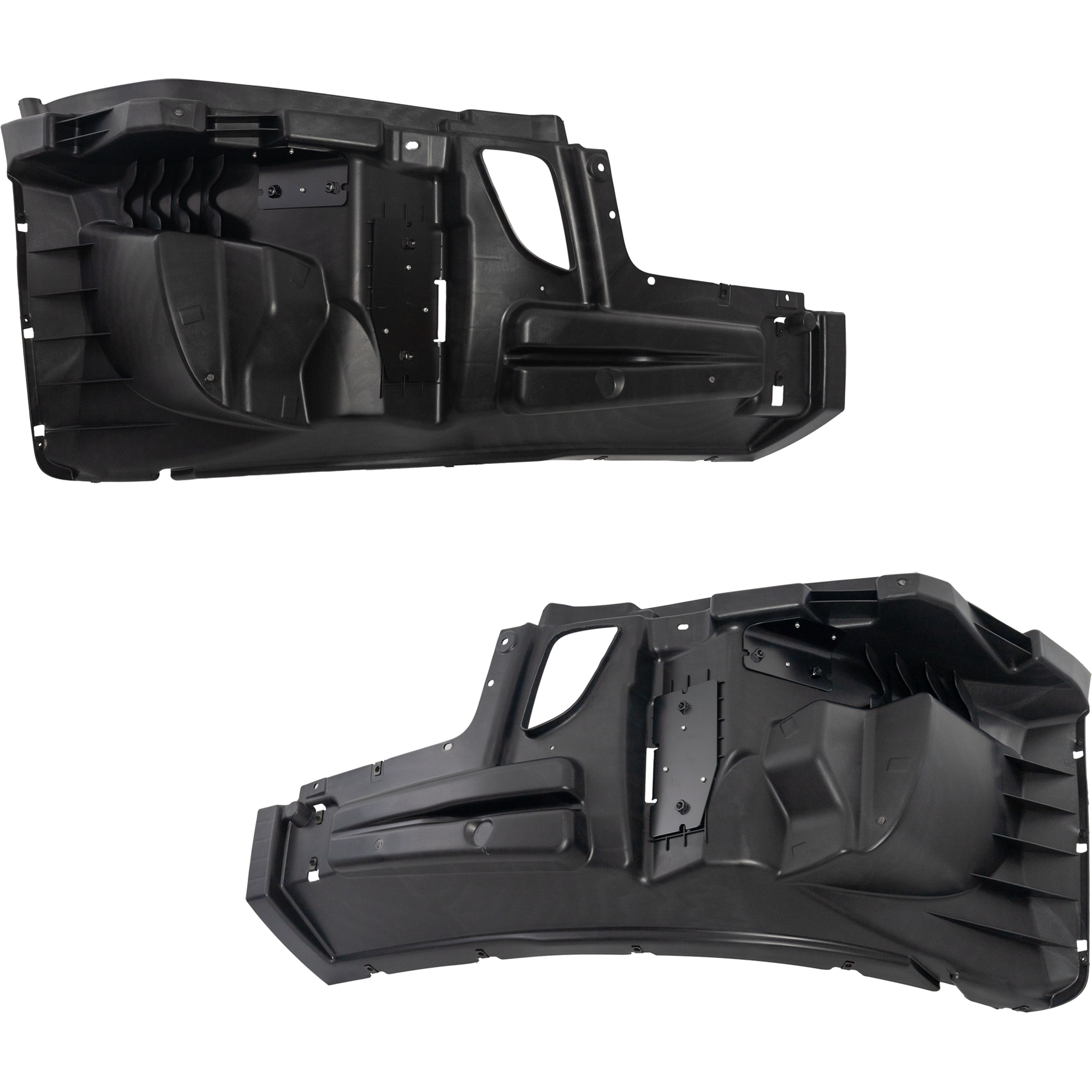 AM CASCADIA 18-19 FRONT REINFORCEMENT RH AND LH Black w o Fog Lamp Holes w Tow Hook Cover Hole and Wheel Aero Holes SKU SET RF01250021 HD OEM 2129099000-2129099001