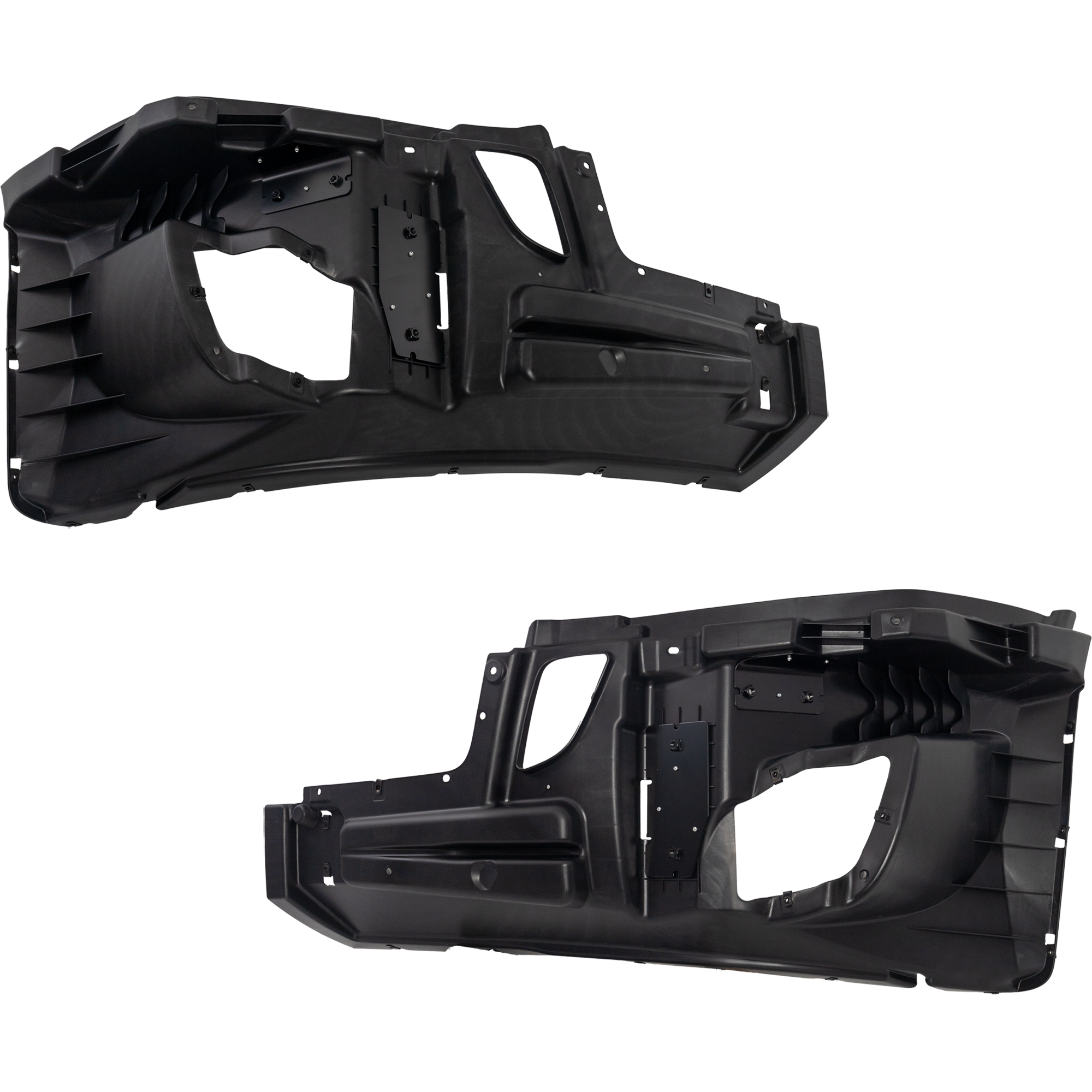 AM CASCADIA 18-19 FRONT REINFORCEMENT RH AND LH Black w Fog Lamp Holes Tow Hook Cover Hole and Wheel Aero Holes SKU SET RF01250023 HD OEM 2129099002-2129099003