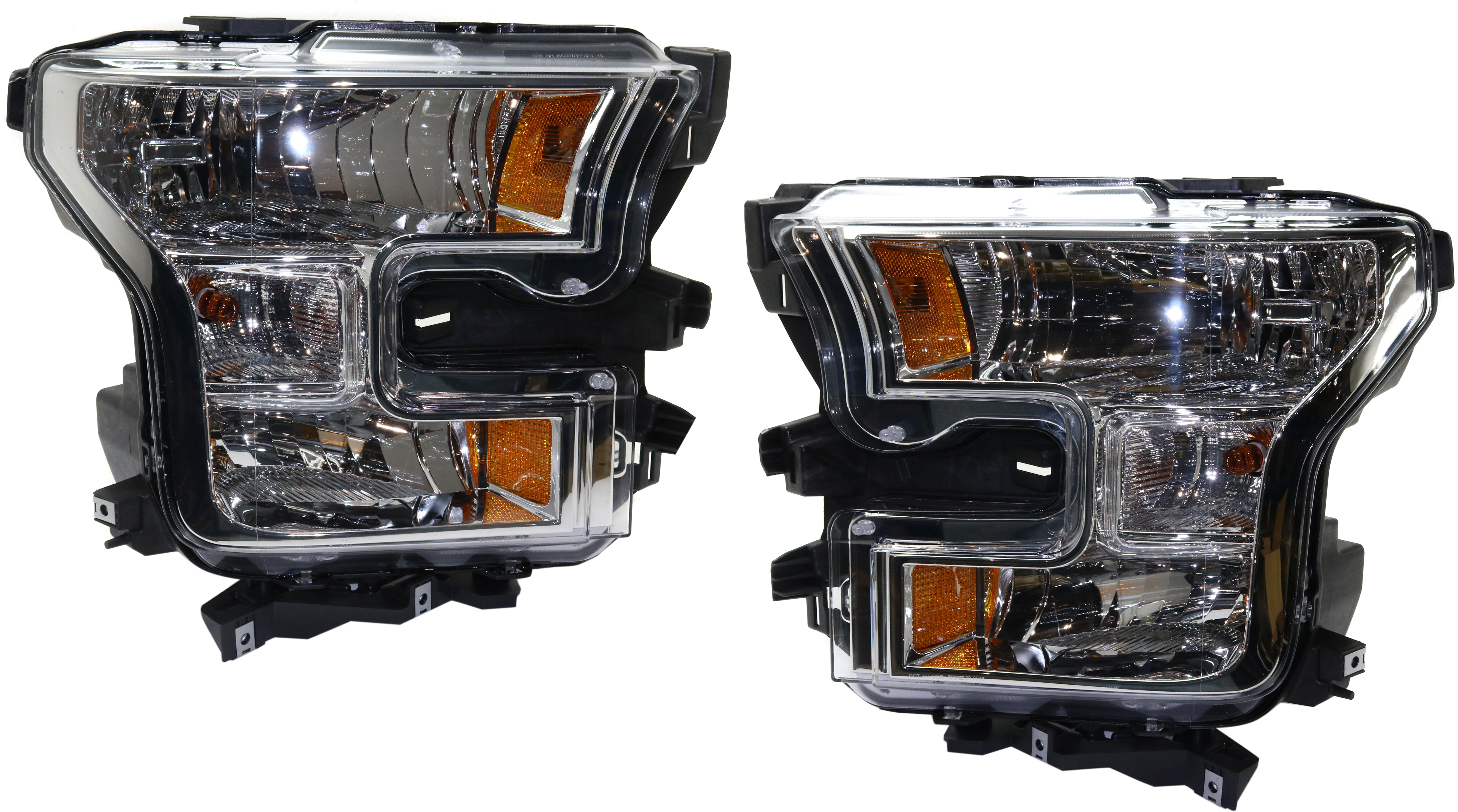 AM F 150-15-17 HEAD LAMP RH AND LH Assembly Halogen Exc. Raptor Model 16-17 Crew Extended w o Special Edition Package Reg Cab Chrome Interior CAPA SKU SET RF10010019Q OEM FL3Z13008B FPM FL3Z13008A PFM
