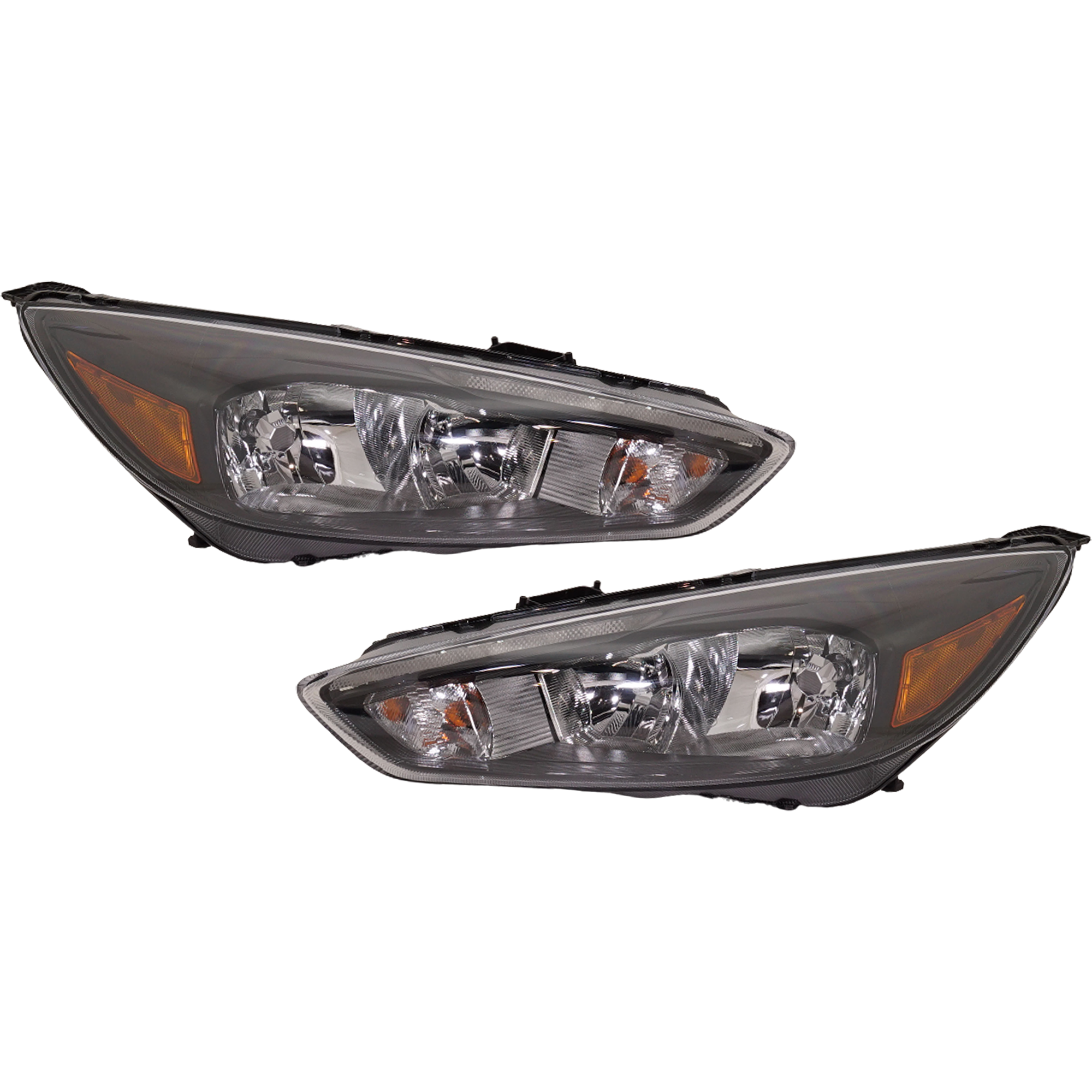 AM FOCUS 15-18 HEAD LAMP RH AND LH Assembly Halogen SE SEL ST Titanium Models Black Interior w LED Daytime Running Light CAPA SKU SET RF10010031Q OEM F1EZ13008GW PFM F1EZ13008GX PF