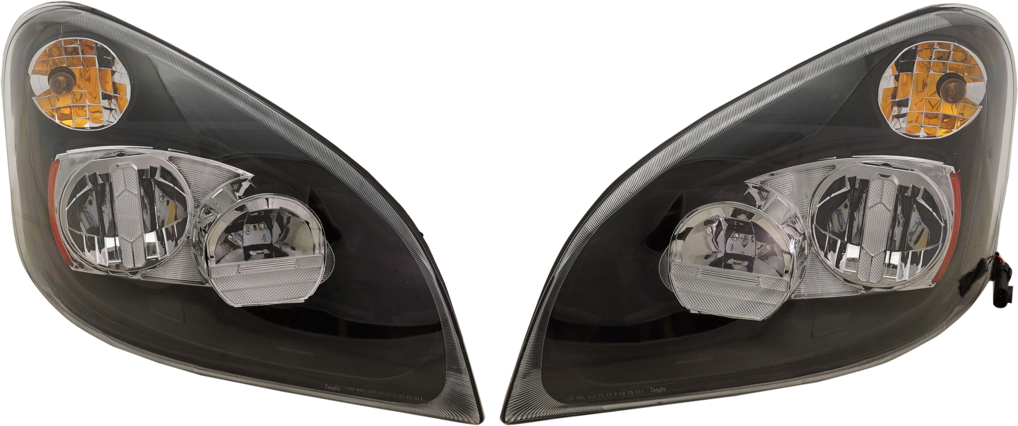 AM CASCADIA HD TRUCK 08-17 HEAD LAMP RH AND LH Set of 2 Assembly LED Chrome Interior SKU SET RF10010077 HD OEM A6606166000 A6606166001