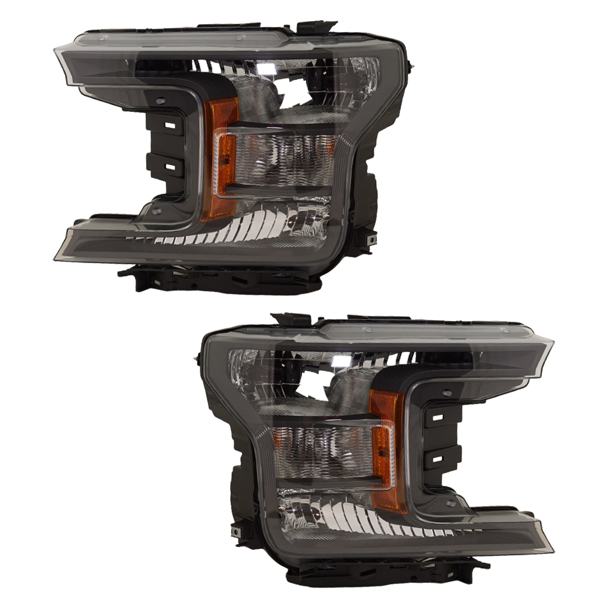 AM F 150 PICKUP 18-20 HEAD LAMP RH AND LH Assembly Halogen Lariat XL XLT Models All Cab Types SKU SET RF10010119 Partslink FO2503373 FO2519146 FO2502373 FO2518146 OEM KL3Z13008A KL3Z13008B