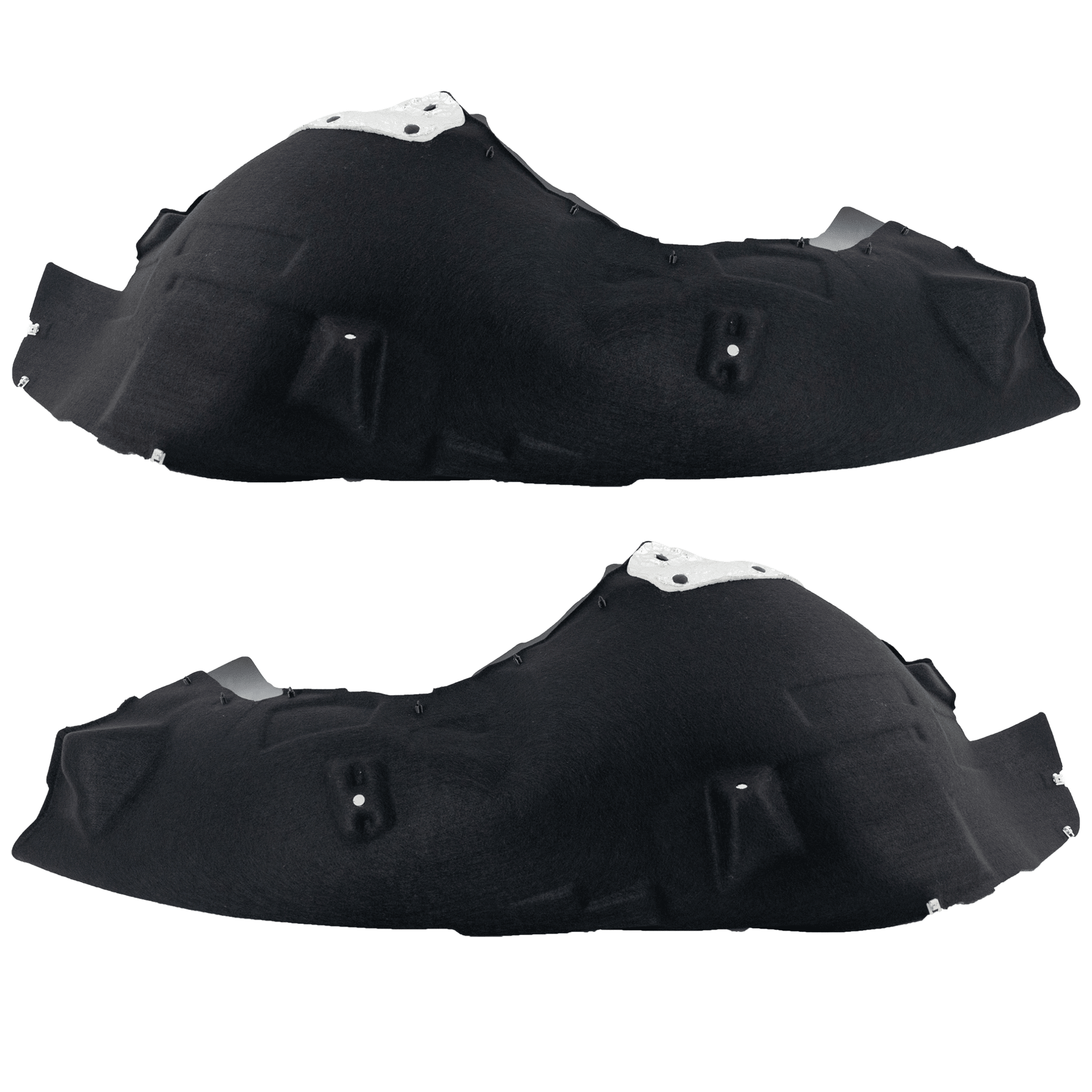 AM F 150-21-24 FRONT FENDER LINER RH AND LH Plastic Thermo Form w Insulation Foam and Aluminum Pad 2.7L 3.3L 5.0L Eng. XLT Models CAPA SKU SET RF22210065Q Partslink FO1249211C FO1248211C OEM ML3Z16102C ML3Z16103C