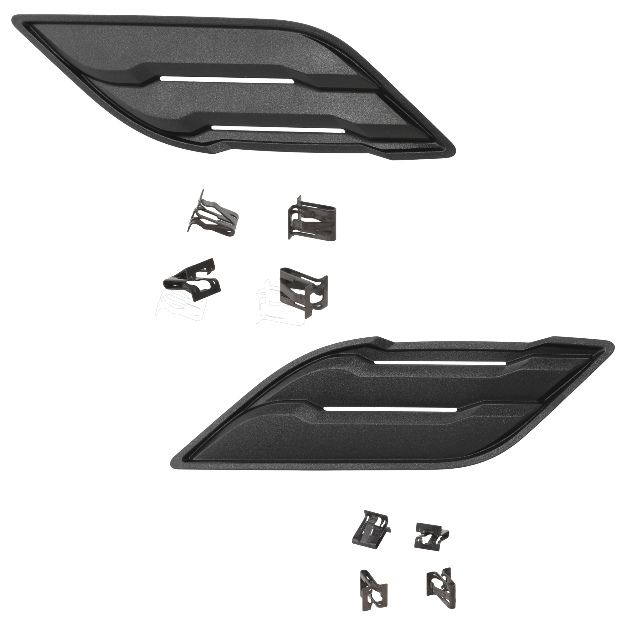 AM F 150-17-20 FRONT FENDER VENT RH AND LH Side Vent Trim Textured Raptor Model SKU SET RF22470007 Partslink FO1266106 FO1267106 OEM HL3Z16228AA HL3Z16228AB
