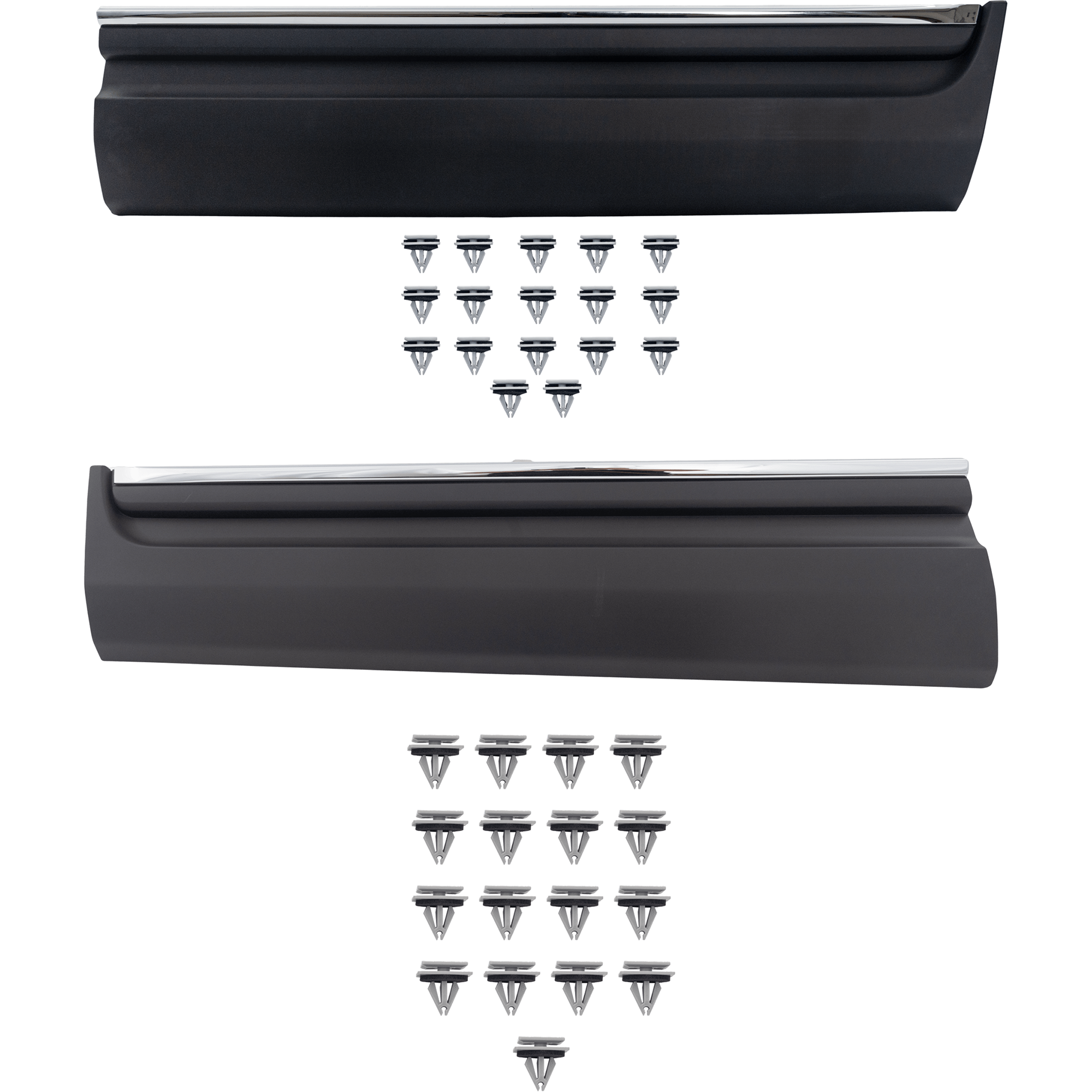 AM EXPLORER 11-15 FRONT DOOR MOLDING RH AND LH Textured Black w Chrome Insert SKU SET RF46170003 Partslink FO1304111 FO1305111 OEM BB5Z7820878BA BB5Z7820879BA