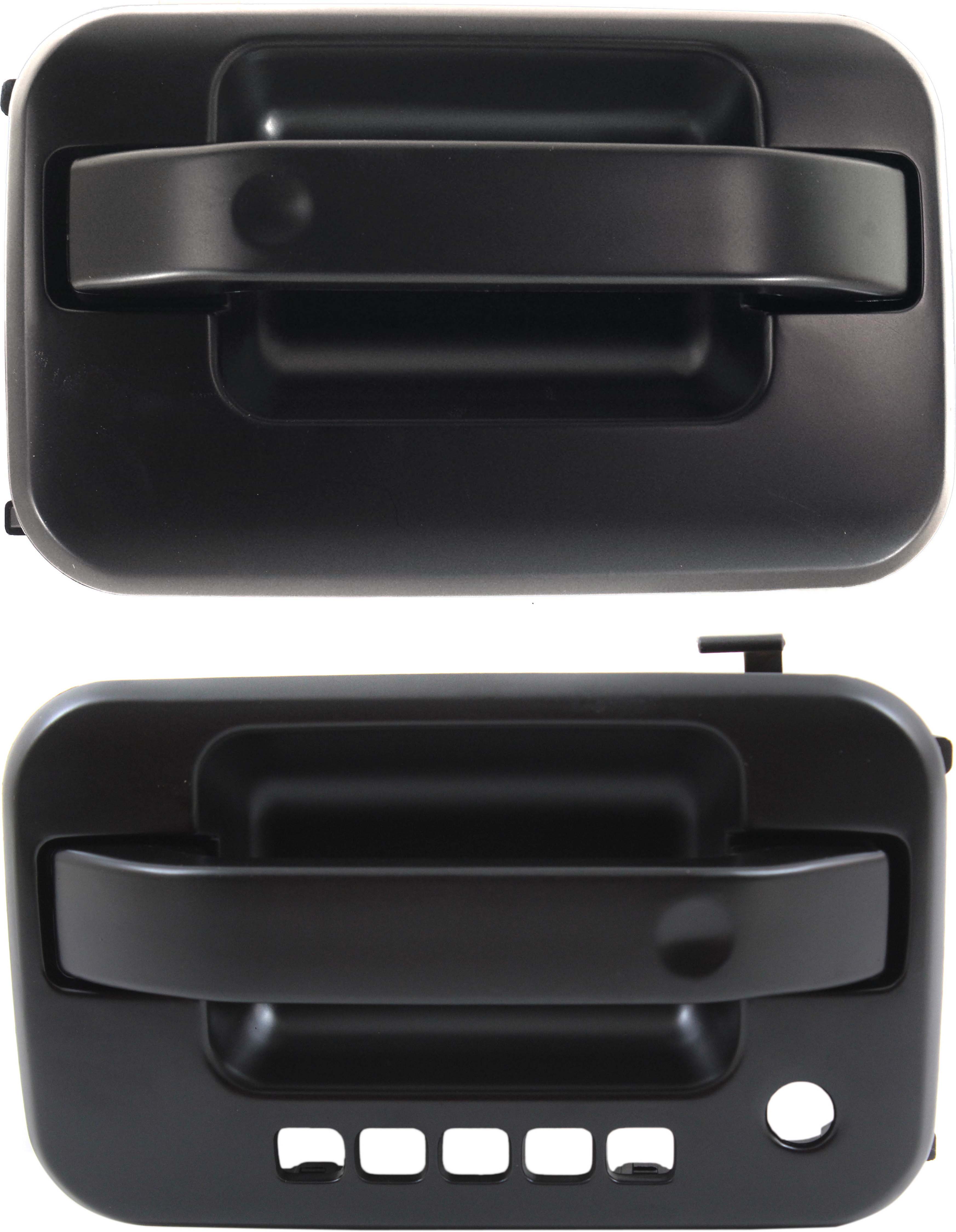 AM F 150-09-22 FRONT EXTERIOR DOOR HANDLE RH AND LH Primed Black RH w o Keyhole LH w Keyhole and Keypad Hole w Metal Connector SKU SET RF46210047K OEM CL3Z1522404AA CL3Z1522405AA