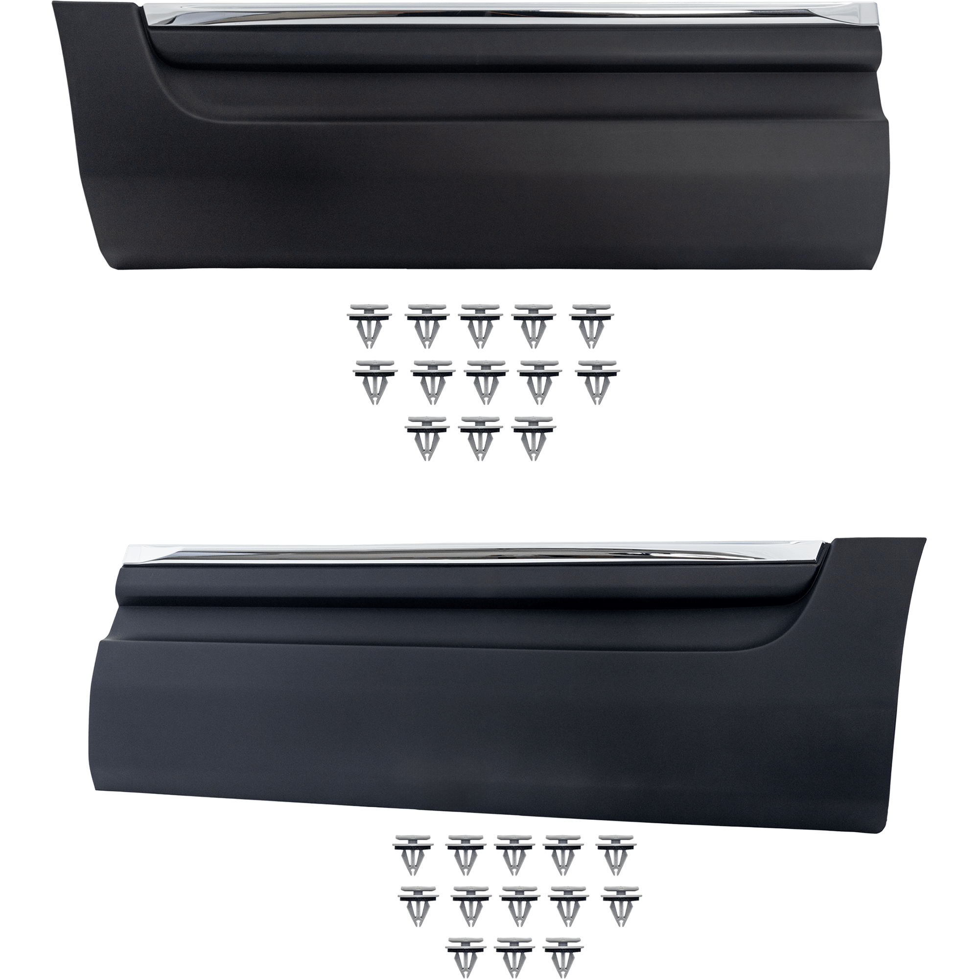 AM EXPLORER 11-15 REAR DOOR MOLDING RH AND LH Textured Black w Chrome Insert SKU SET RF49090003 Partslink FO1504113 FO1505113 OEM BB5Z7825556BA BB5Z7825557BA