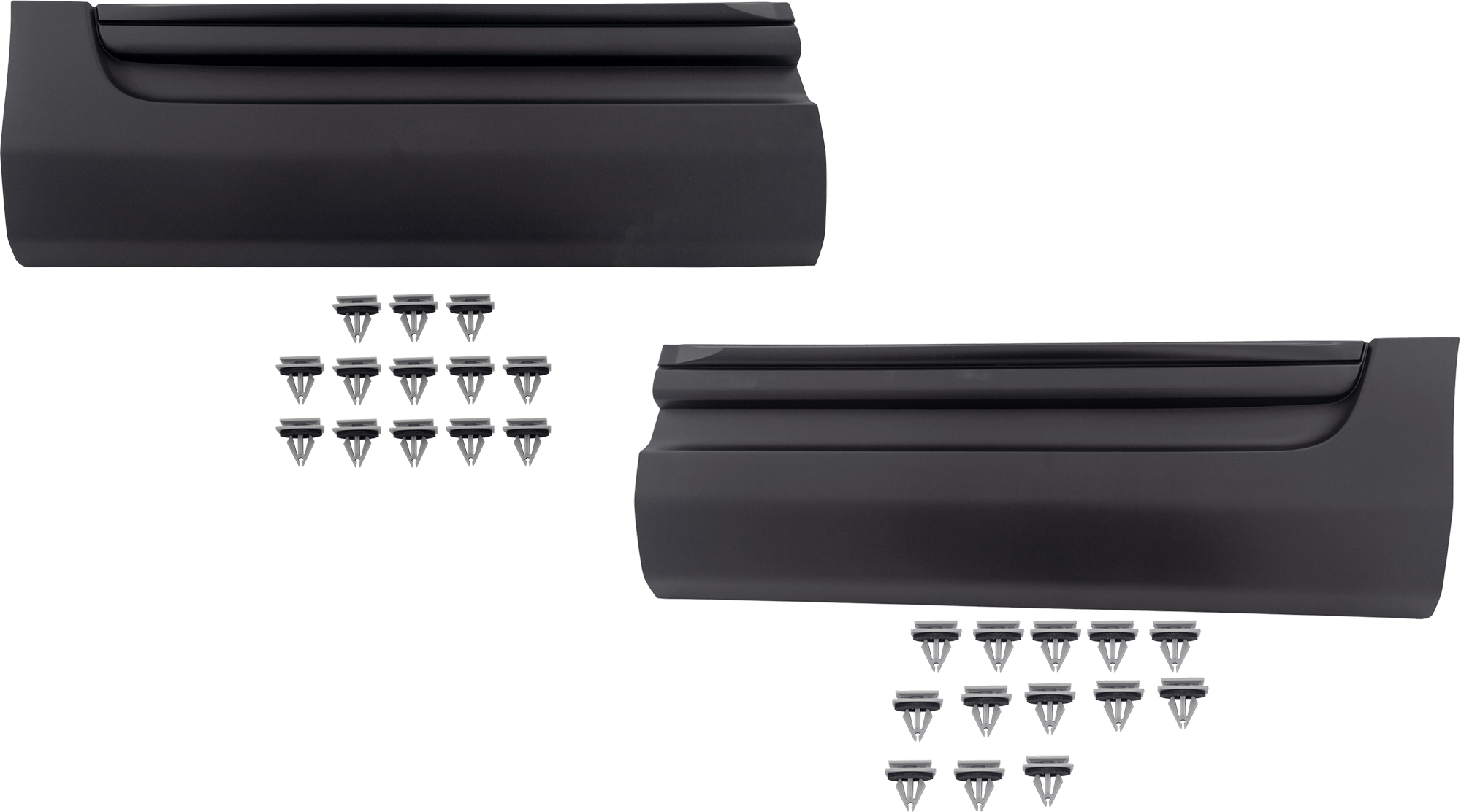 AM EXPLORER 11-15 POLICE INTERCEPTOR UTILITY 13-15 REAR DOOR MOLDING RH AND LH Textured Black w o Chrome Insert SKU SET RF49090005 Partslink FO1504114 FO1505114 OEM BB5Z7825556AA BB5Z7825557AA