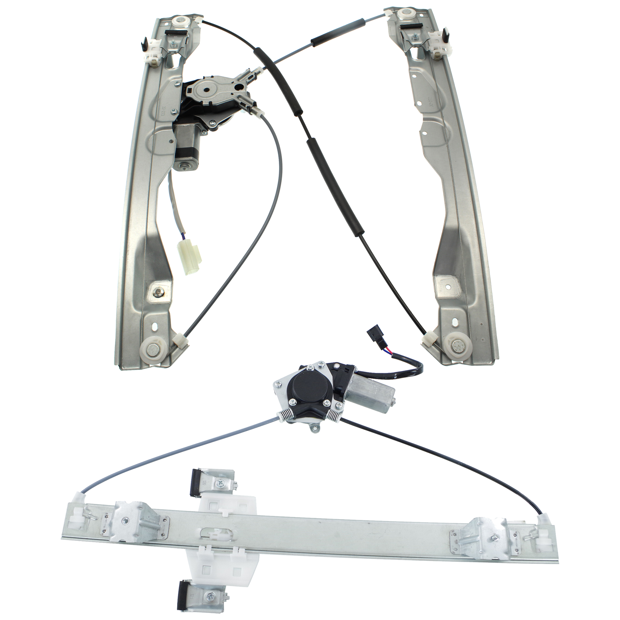 AM F 150-09-14 REAR WINDOW REGULATOR RH Set of 2 with Motor Extended Cab Pickup SKU SET RF49170001-2 Partslink FO1551127 FO1551132 OEM 9L3Z1627000A AL3Z1827000A