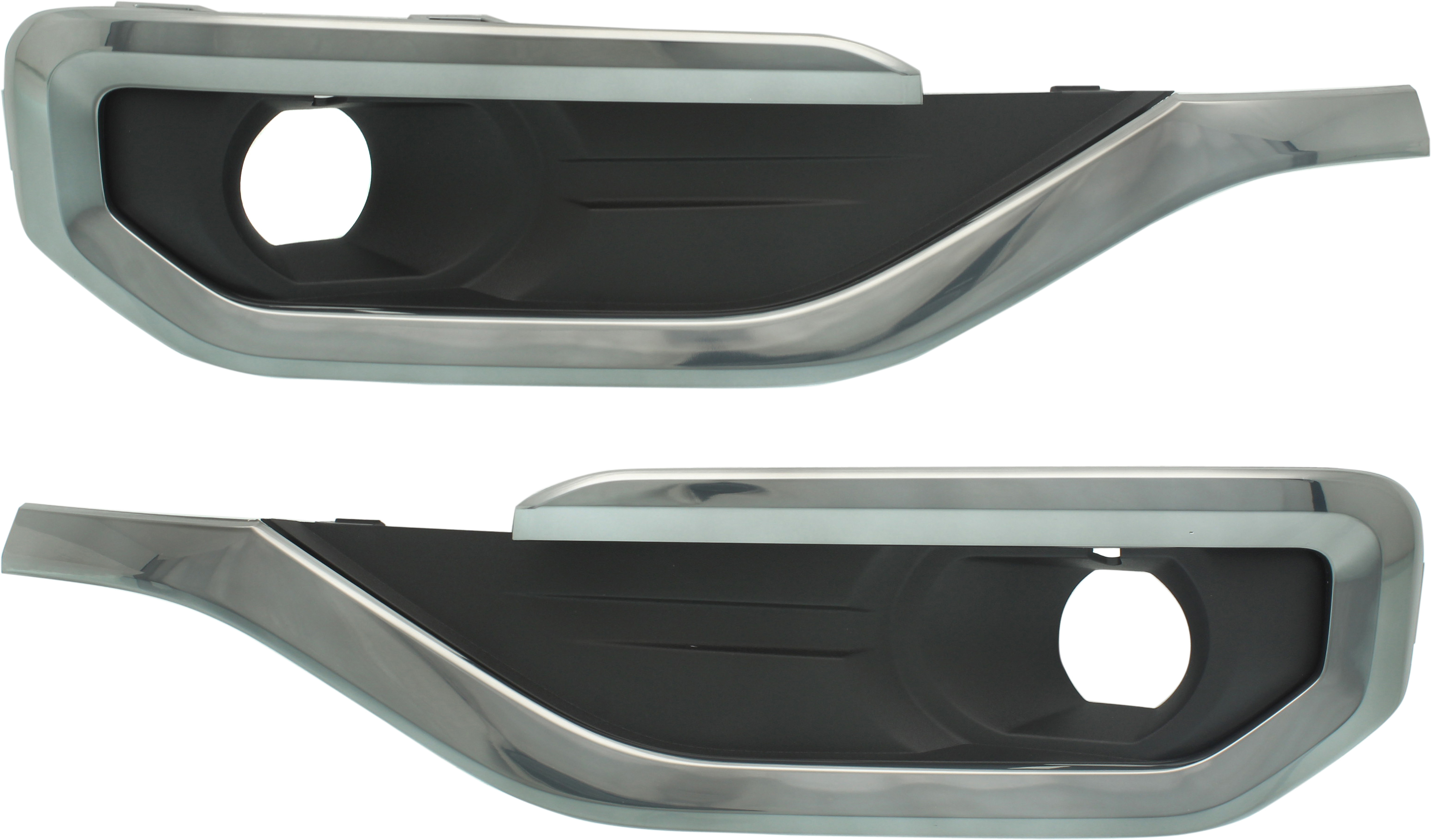 AM ACADIA 17-19 FRONT FOG LAMP MOLDING RH AND LH Black w Smoked Chrome Molding SKU SET RG10860003 Partslink GM1038208 GM1039208 OEM 84655151-84142274-84655152-841