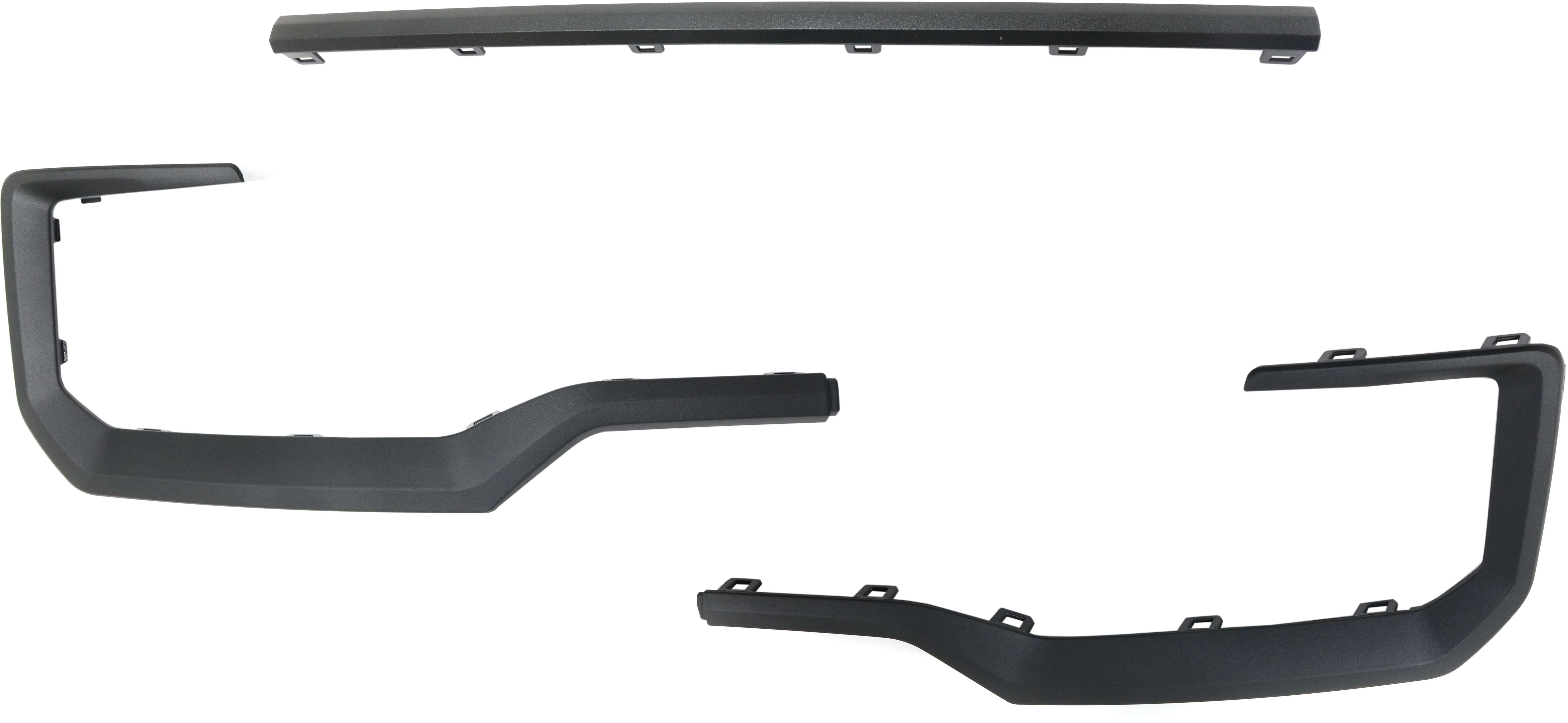 AM TERRAIN 16-17 REAR BUMPER MOLDING Set of 3 RH LH and Center Textured Black Exc. Denali Model SKU SET RG76370001-3 Partslink GM1144122 GM1146111 GM1147111 OEM 23477993-23477994-23477995