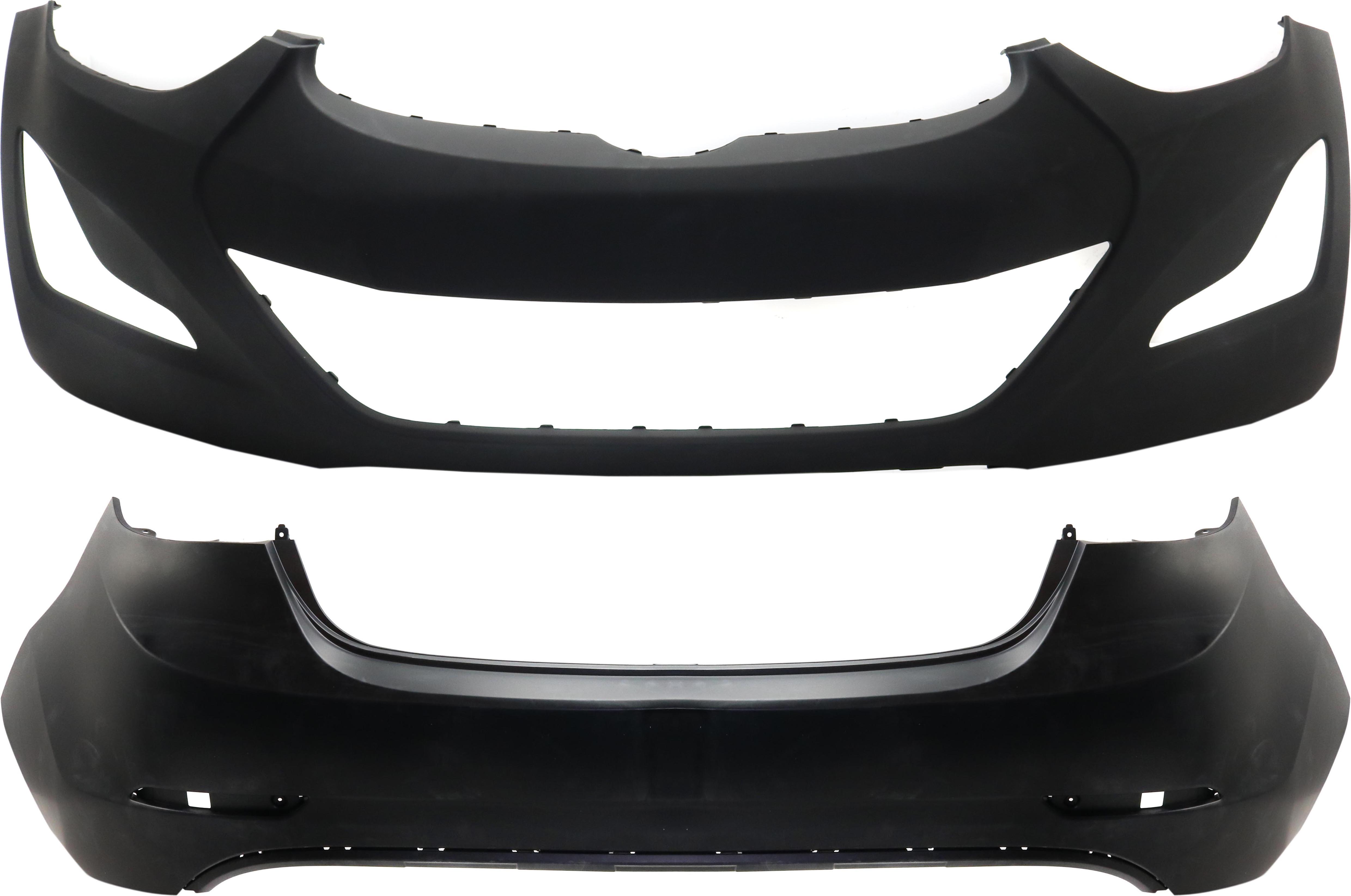 AM ELANTRA 14-16 FRONT AND REAR BUMPER COVER Primed Sedan USA Built CAPA SKU SET RH01030002PQ 2 Partslink HY1000203C HY1100201C OEM 865113Y500-866113Y700