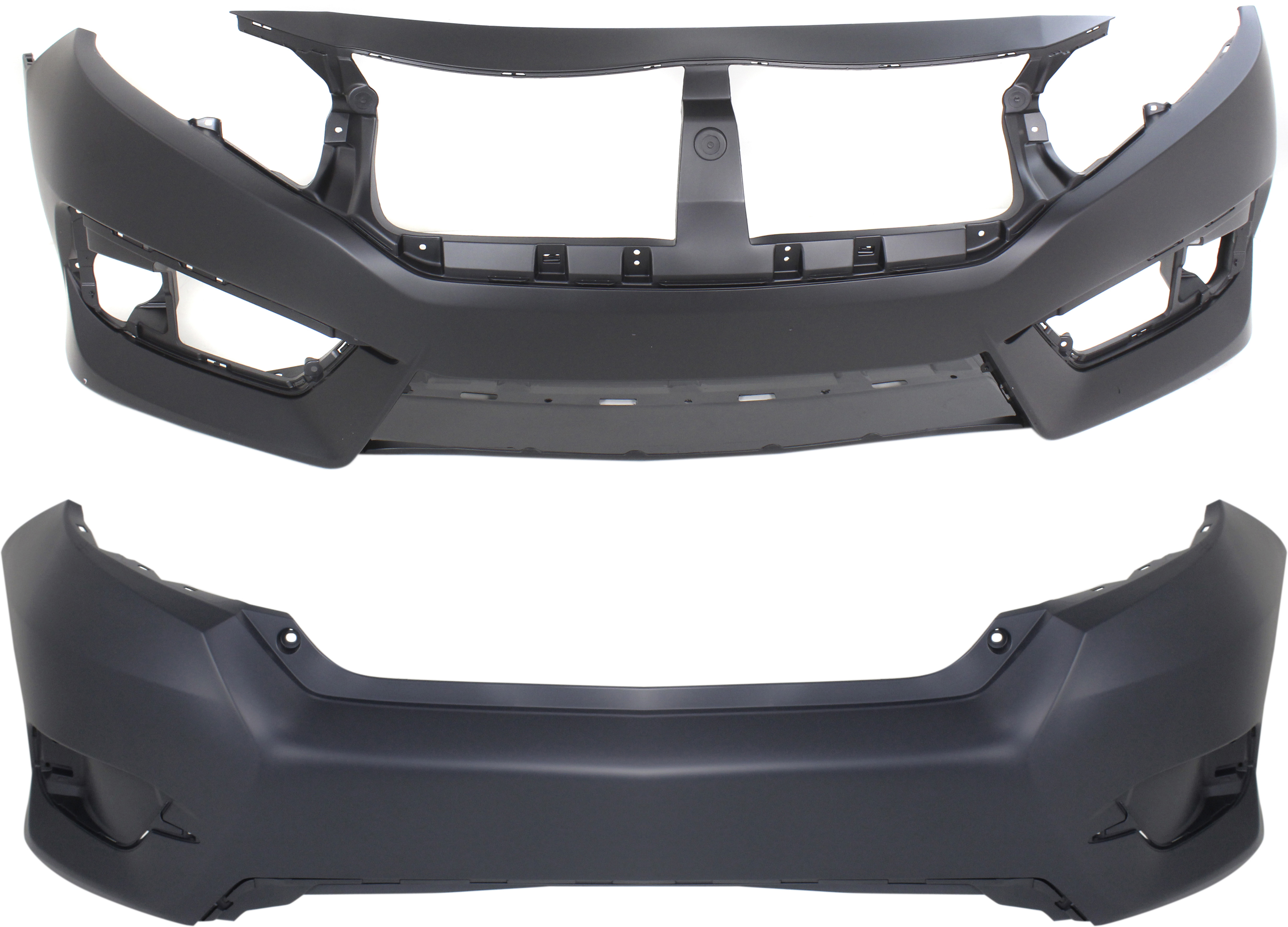 AM CIVIC 16-18 FRONT AND REAR BUMPER COVER Primed DX EX EX L EX T LX LX P Touring Models Coupe Sedan North America Built SKU SET RH01030005P 2 Partslink HO1000306 HO1100296 OEM 04711TBAA00ZZ 04715TBAA00ZZ