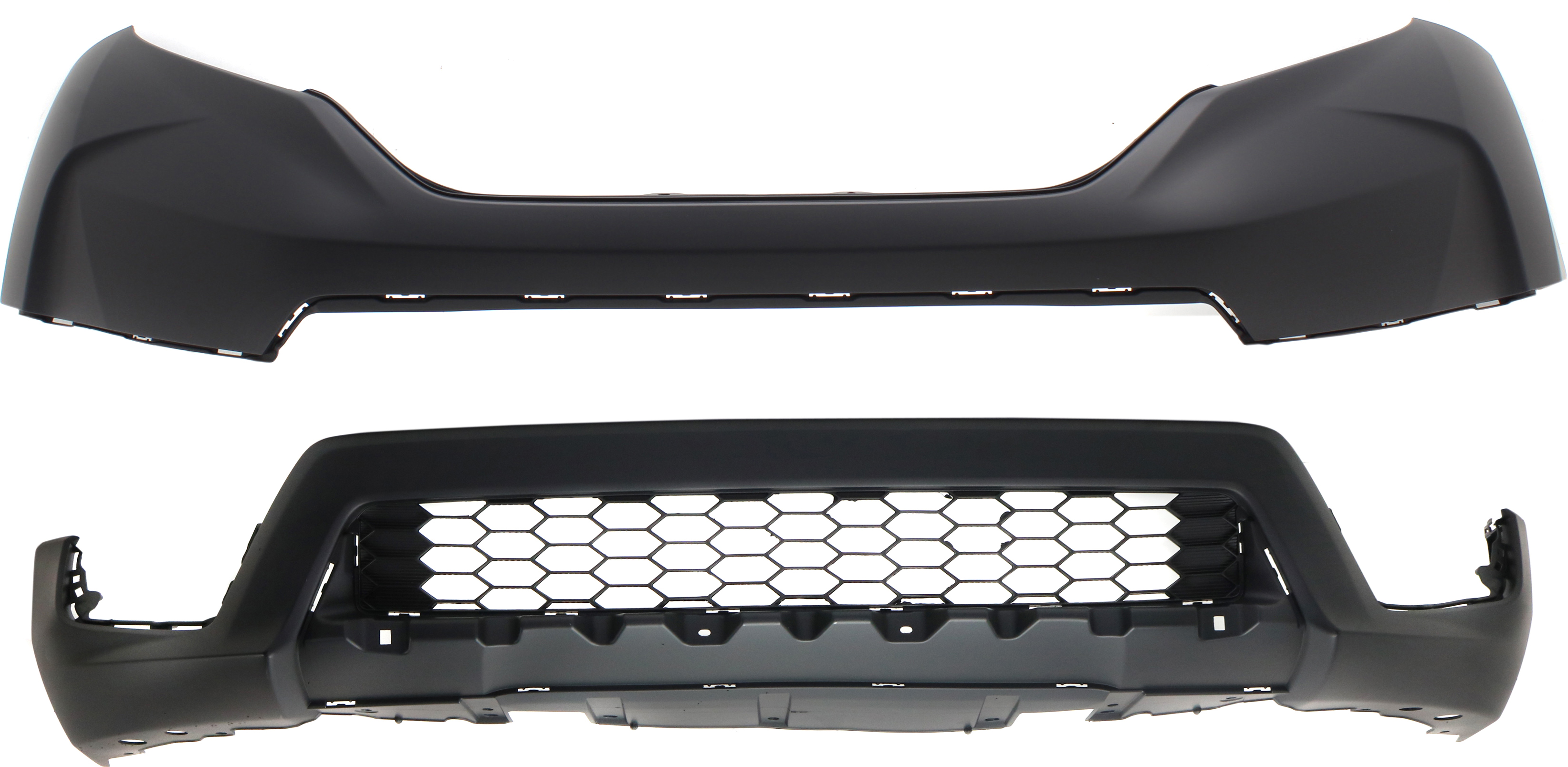AM CR V 17-17 FRONT BUMPER COVER Set of 2 Upper and Lower SKU SET RH01030008P Partslink HO1014104 HO1015117 OEM 04711TLAA00ZZ 71102TLAA00