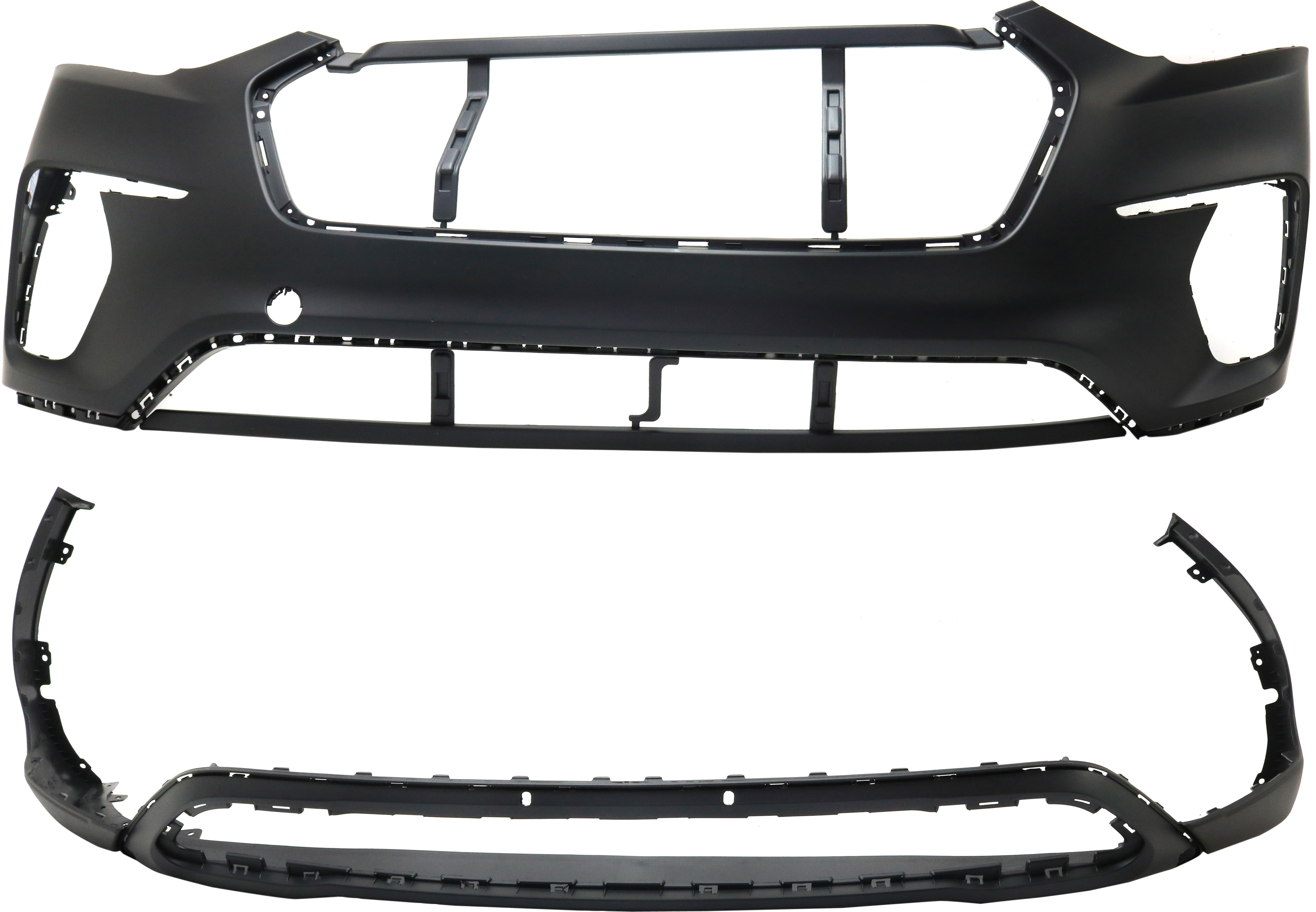 AM SANTA FE SANTA FE XL 17-19 FRONT BUMPER COVER Upper and Lower SKU SET RH01030009P 2 Partslink HY1000216 HY1015107 OEM 86511B8AA0-86512B8AA0