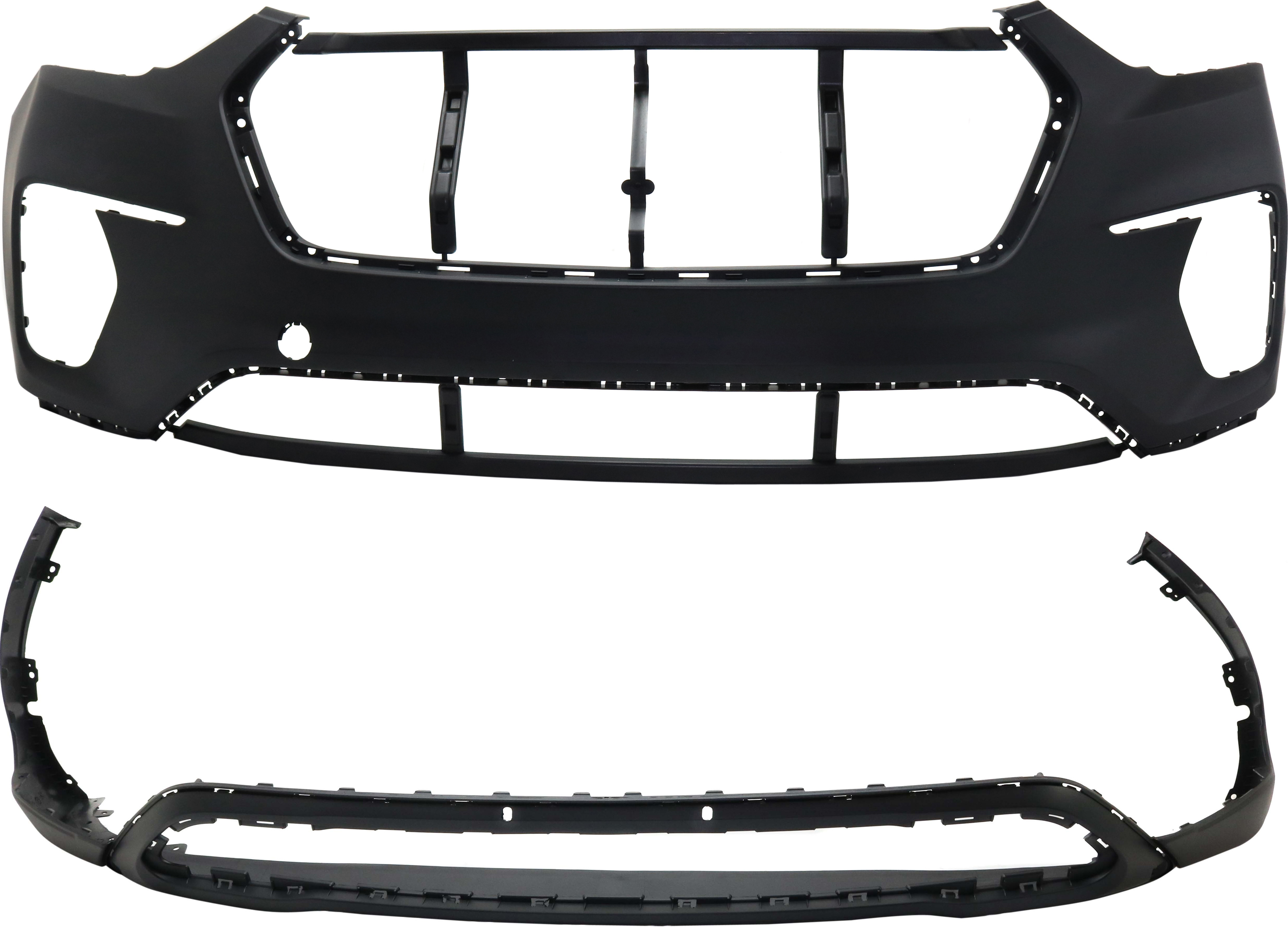 AM SANTA FE SANTA FE XL 17-19 FRONT BUMPER COVER Upper and Lower CAPA SKU SET RH01030011Q 2 Partslink HY1000216C HY1015107C OEM 86511B8AA0-86512B8AA0