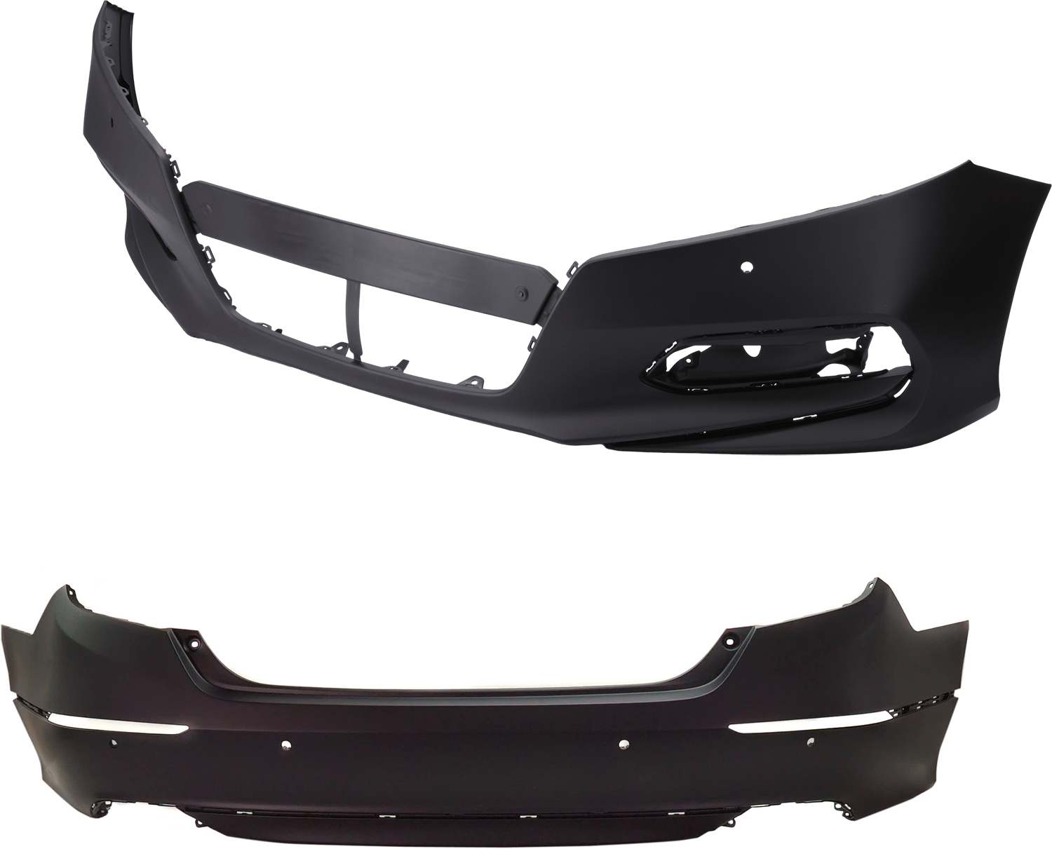 AM ACCORD 18-20 FRONT AND REAR BUMPER COVER Primed w Parking Aid Sensor Holes SKU SET RH01030016 Partslink HO1000315 HO1100312 OEM 04711TVAA11ZZ 04715TVAA61ZZ