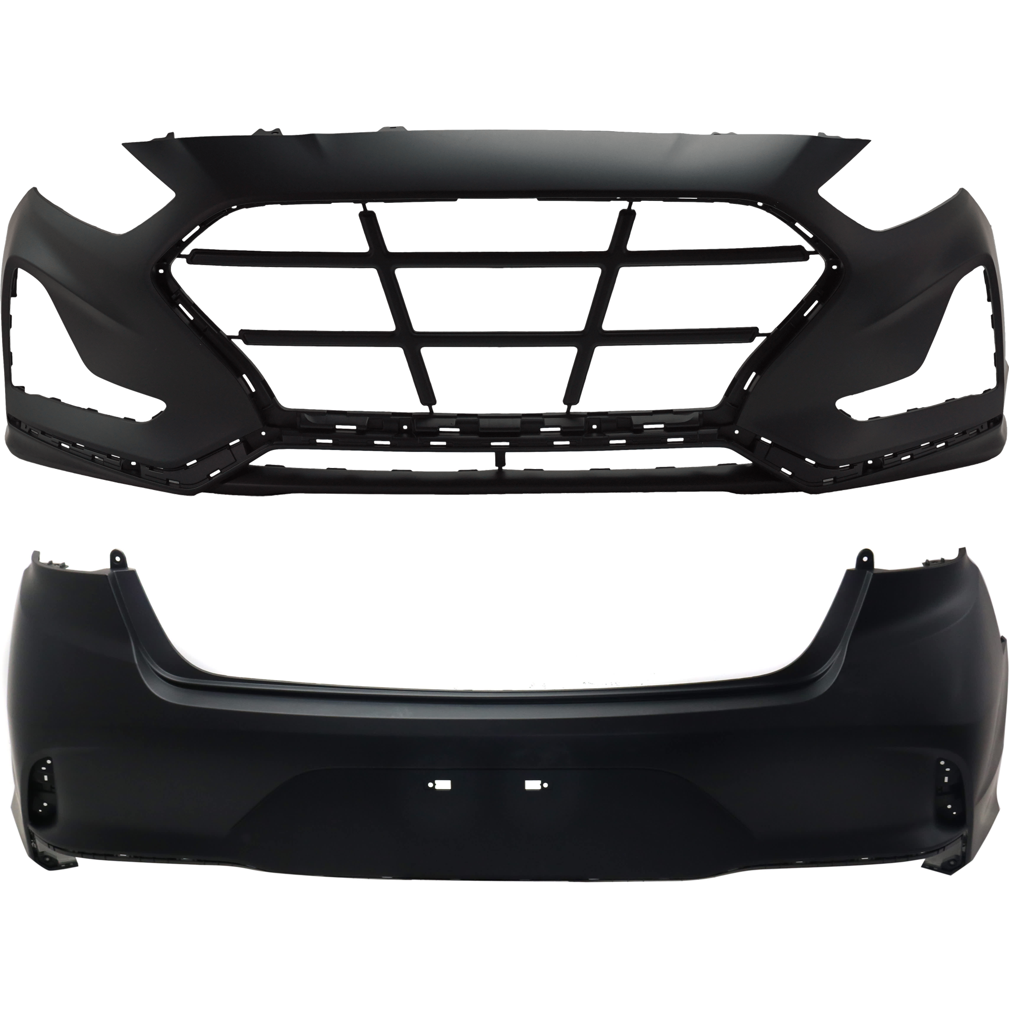 AM SONATA 18-19 FRONT AND REAR BUMPER COVER Primed SKU SET RH01030024P A Partslink HY1000219 HY1100218 OEM 86511C2AA0-86611C2700