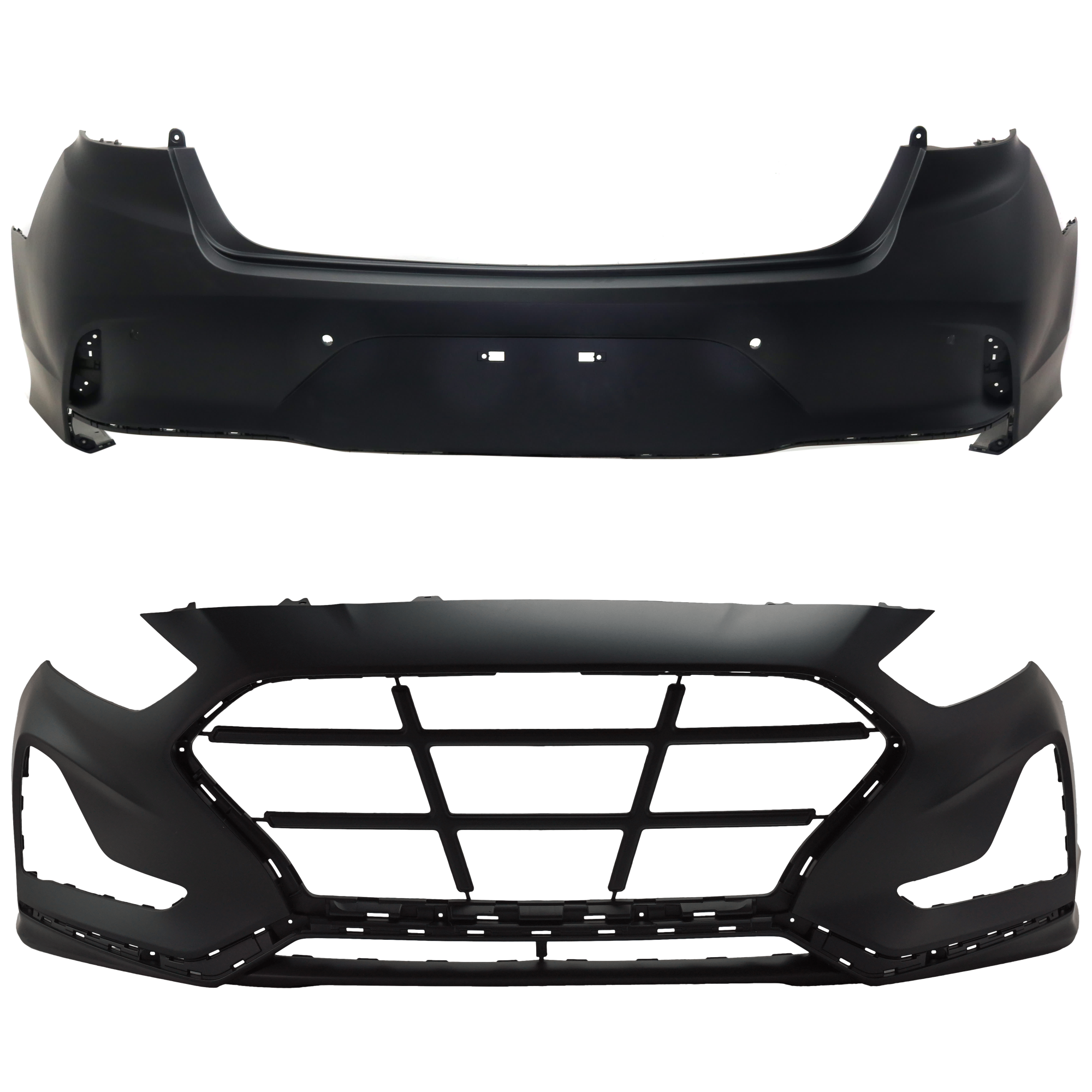 AM SONATA 18-19 FRONT AND REAR BUMPER COVER Primed SKU SET RH01030024P B Partslink HY1000219 HY1100219 OEM 86511C2AA0-86610C2710