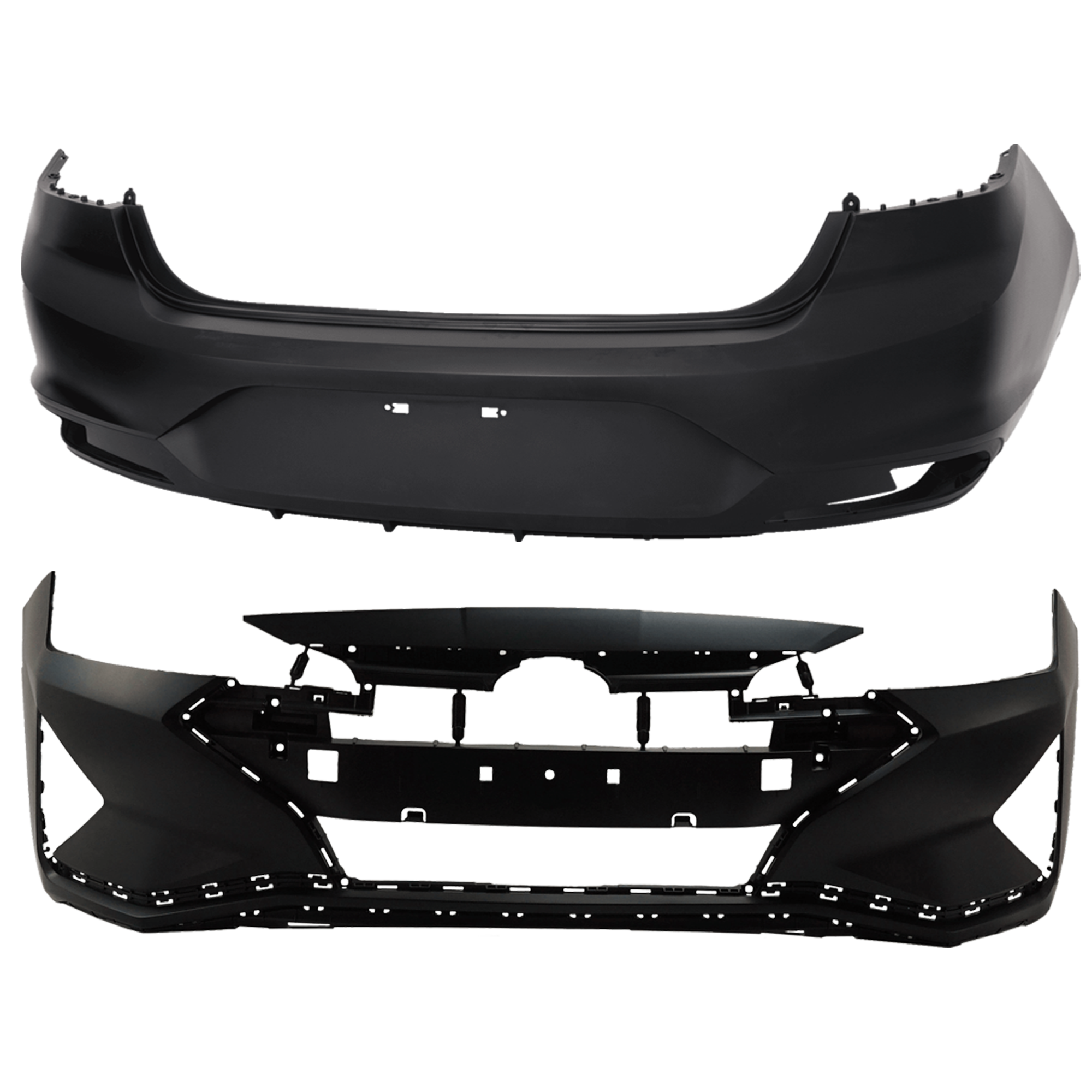 AM ELANTRA 19-20 FRONT AND REAR BUMPER COVER Primed SKU SET RH01030029P Partslink HY1000236 HY1100248 OEM 86511F3500-86611F3500 PFM
