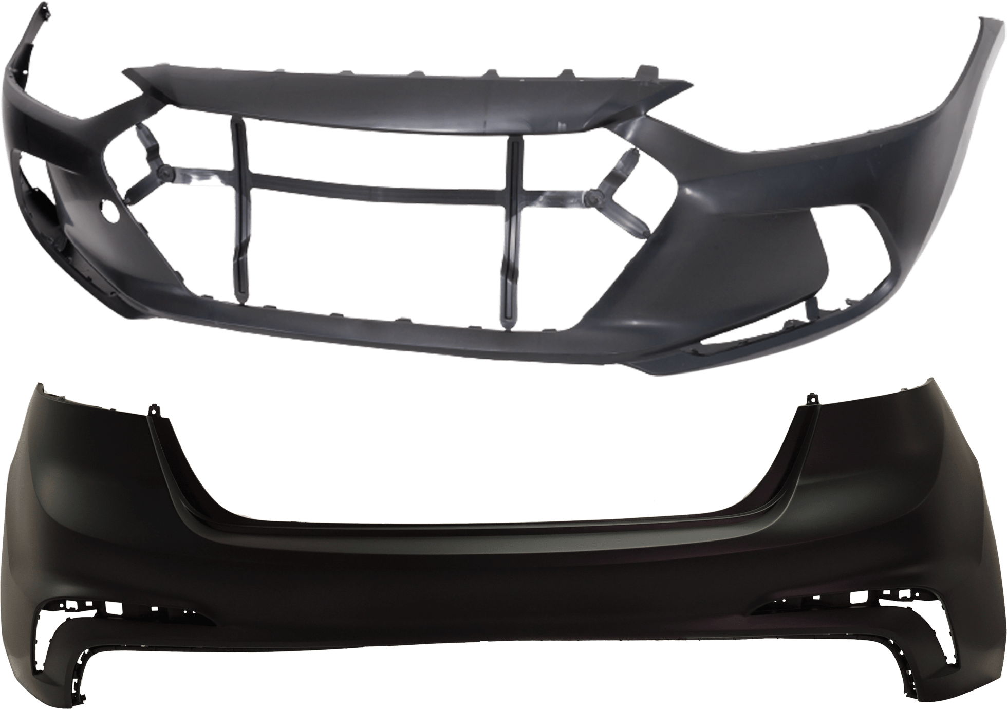 AM ELANTRA 17-18 FRONT AND REAR BUMPER COVER Primed CAPA SKU SET RH01030034PQ Partslink HY1000221C HY1100220C OEM 86510F2500-86611F2500