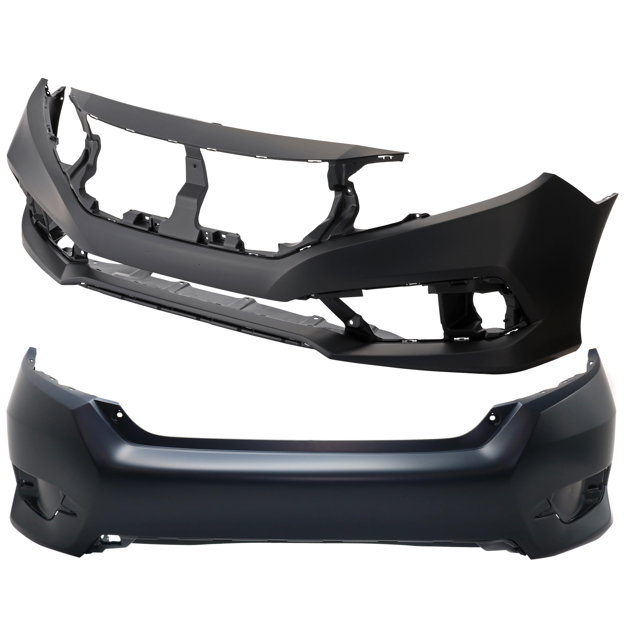 AM CIVIC 19-21 FRONT AND REAR BUMPER COVER Primed CAPA SKU SET RH01030040PQ Partslink HO1000322C HO1100296C OEM 04711TBAA50ZZ 04715TBAA00ZZ