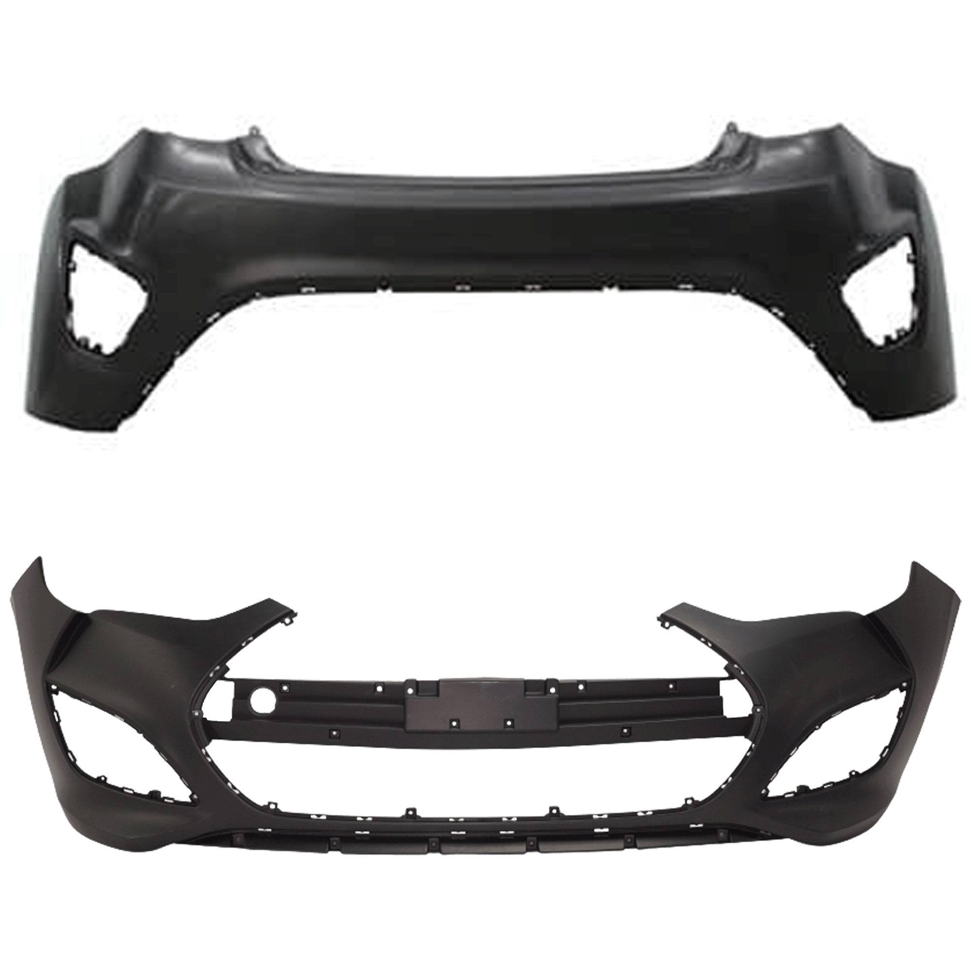 AM VELOSTER 13-17 FRONT AND REAR BUMPER COVER Primed Turbo w o ROS Holes CAPA SKU SET RH01030045PQ A Partslink HY1000194C HY1100193C OEM 865112V500-866112V500