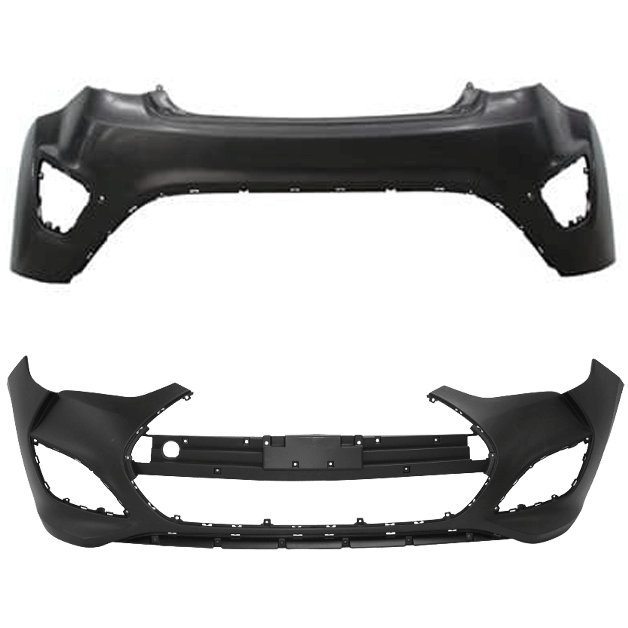 AM VELOSTER 13-17 FRONT AND REAR BUMPER COVER Primed Turbo w ROS Holes CAPA SKU SET RH01030045PQ B Partslink HY1000194C HY1100194C OEM 865112V500-866102V510