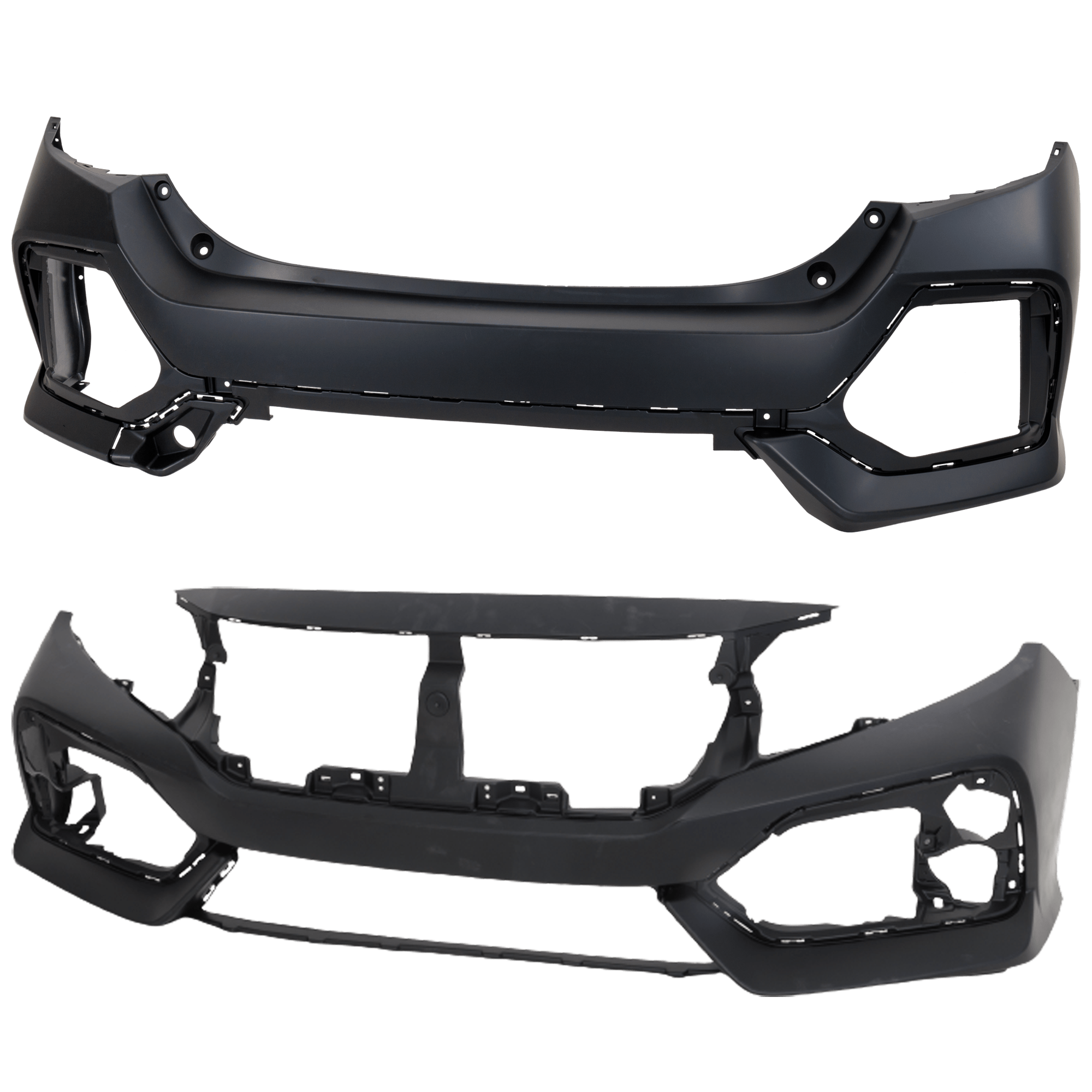 AM CIVIC 20-21 FRONT AND REAR BUMPER COVER Primed CAPA SKU SET RH01030057PQ A Partslink HO1000324C HO1100322C OEM 04711TGGA50ZZ 04715TGGA50ZZ